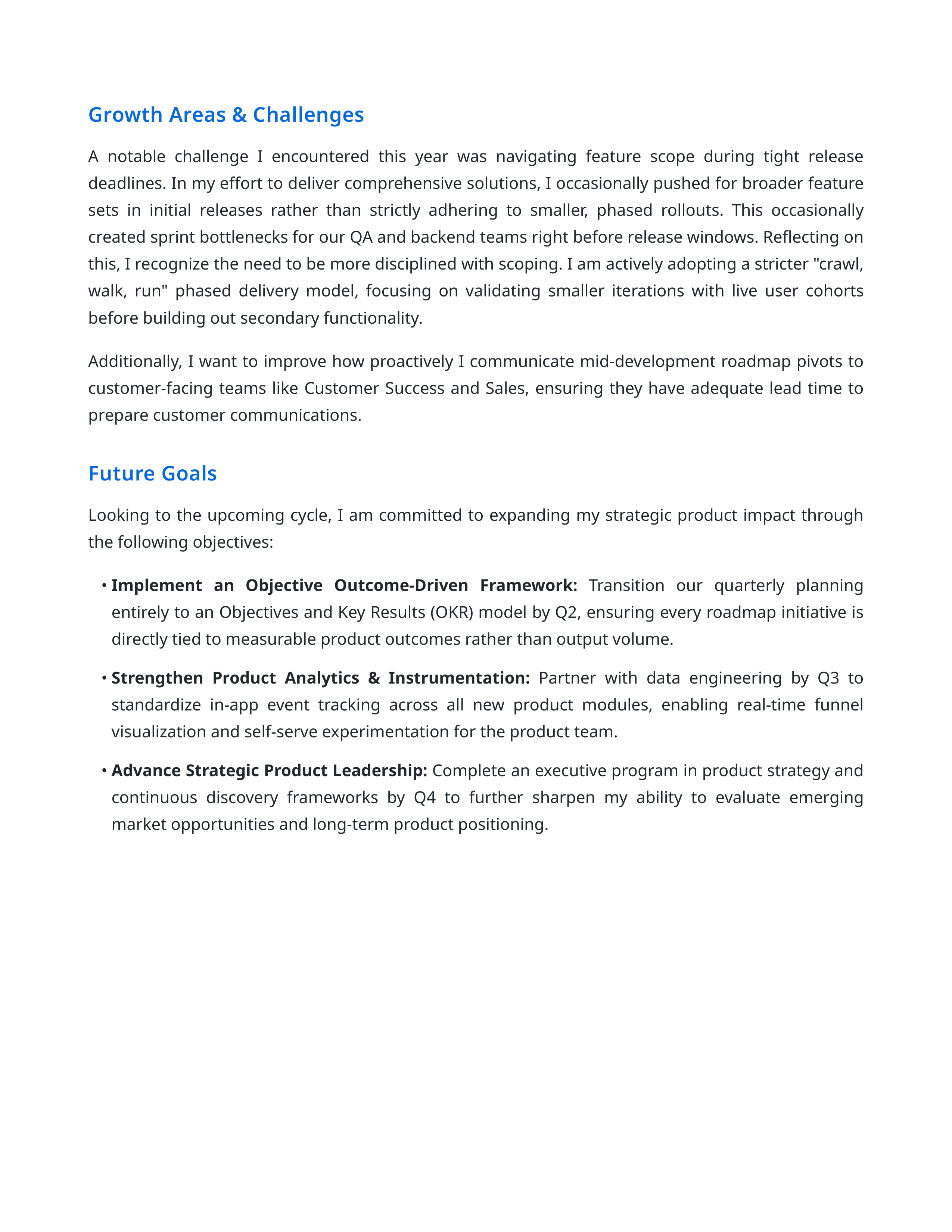 Product Manager Self Performance Review — page 2