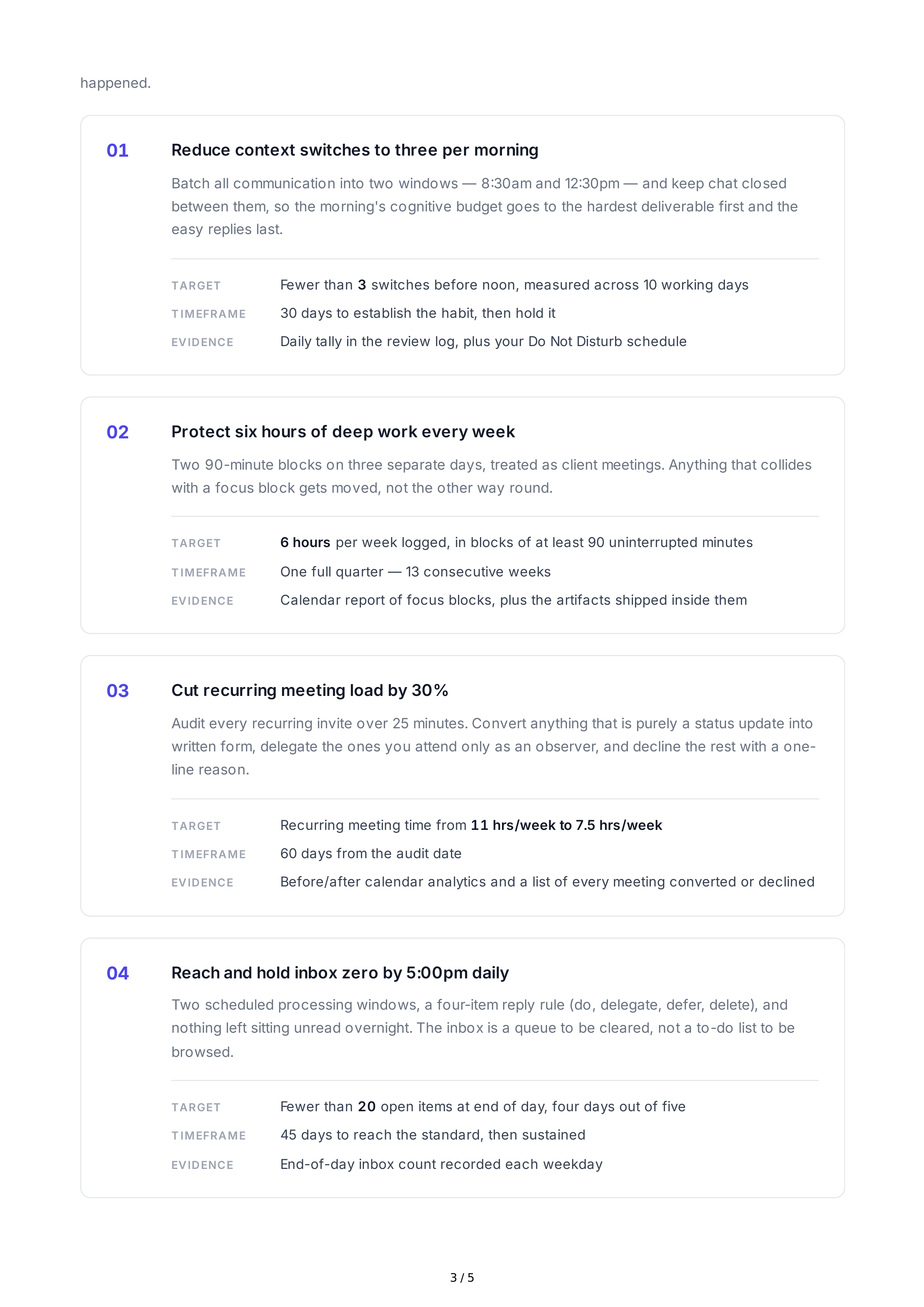 Productivity Improvement Professional Goals — page 3