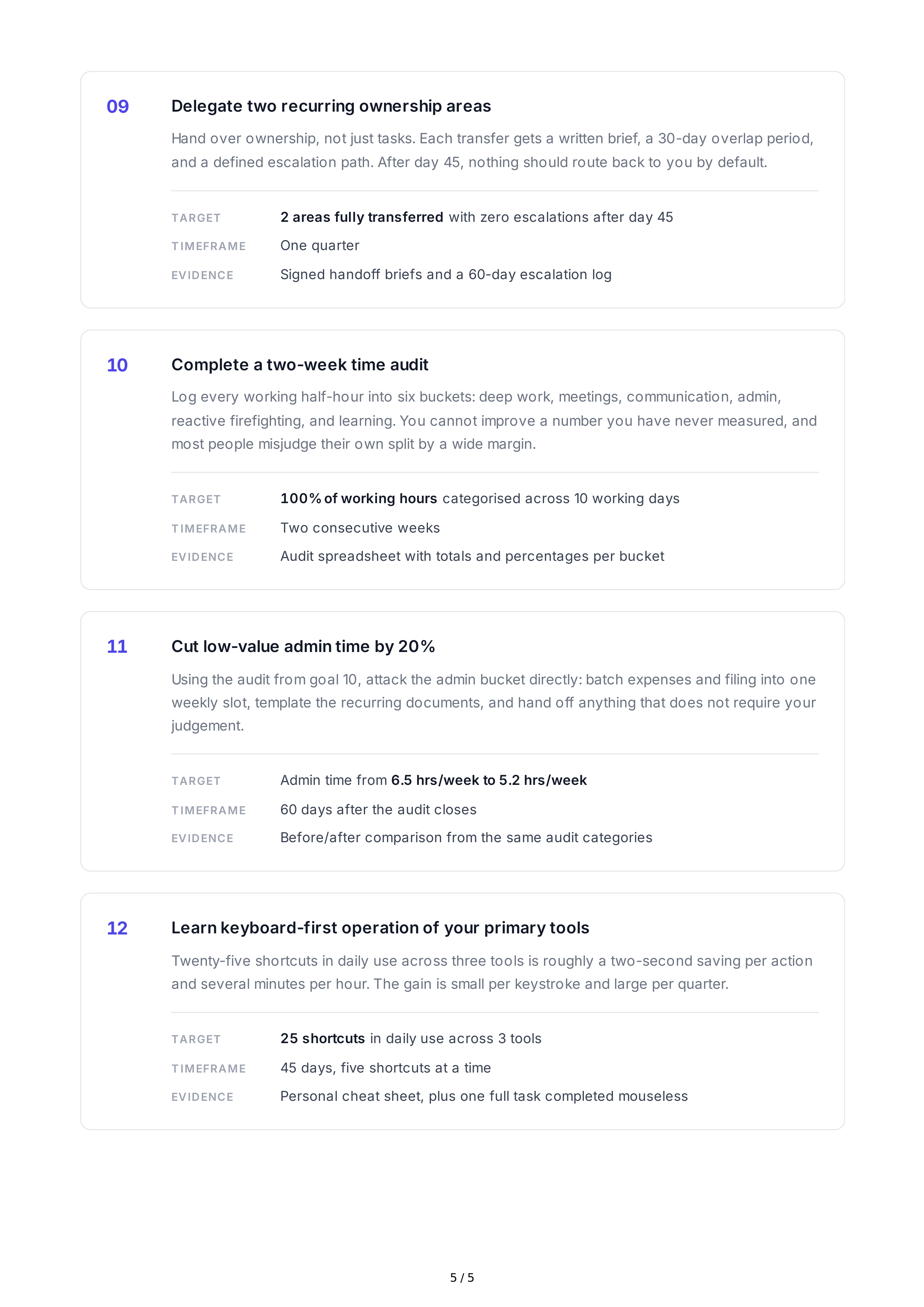Productivity Improvement Professional Goals — page 5