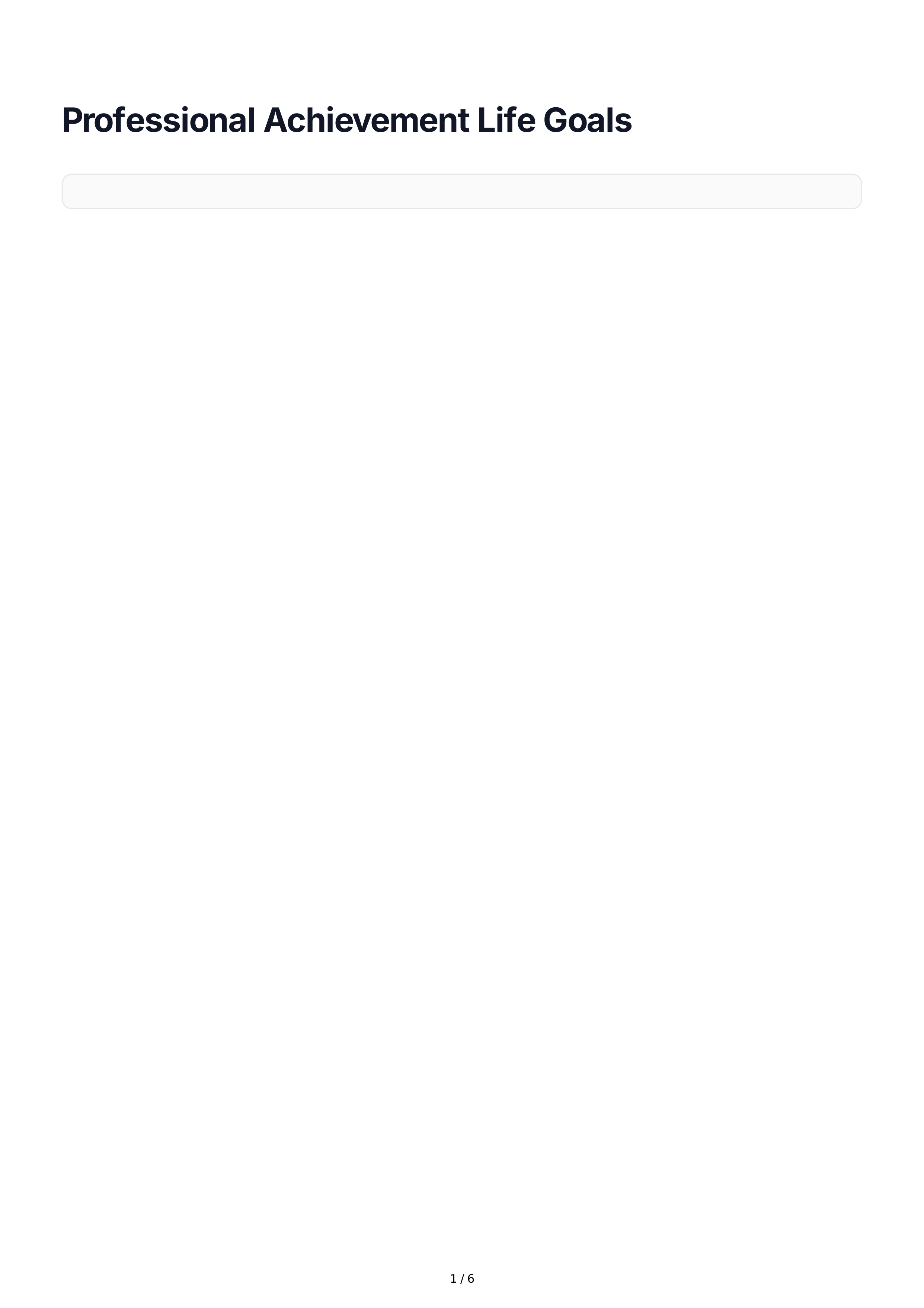 Professional Achievement Life Goals — page 1