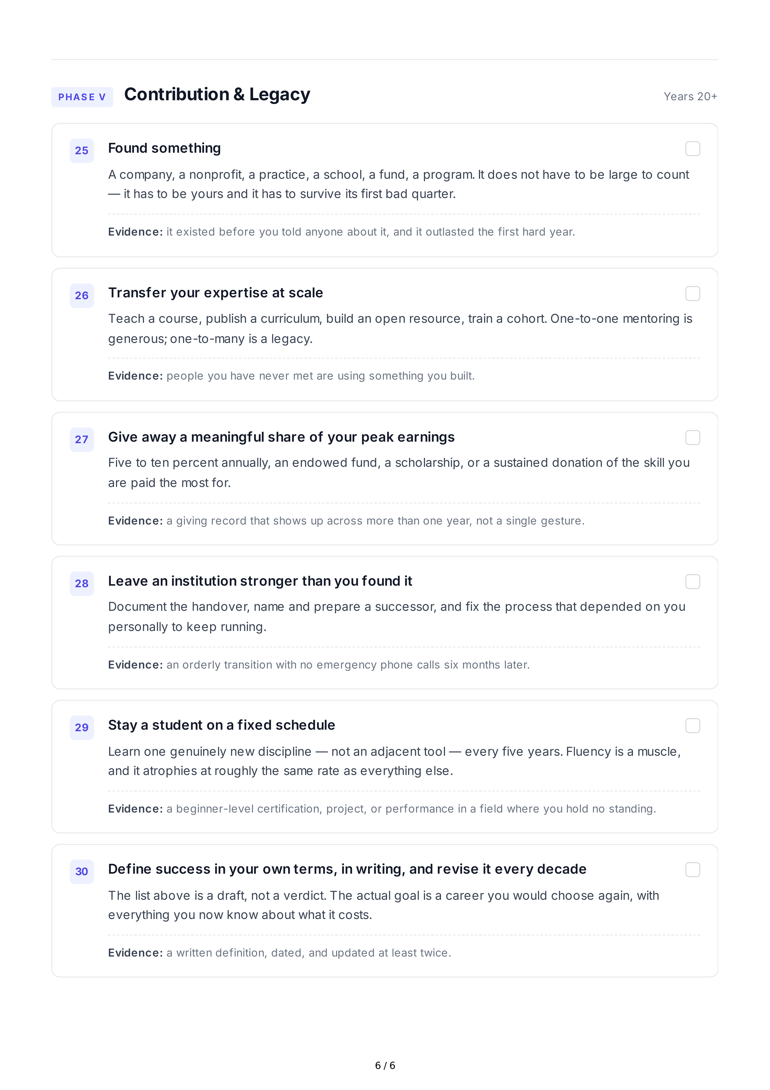 Professional Achievement Life Goals — page 6