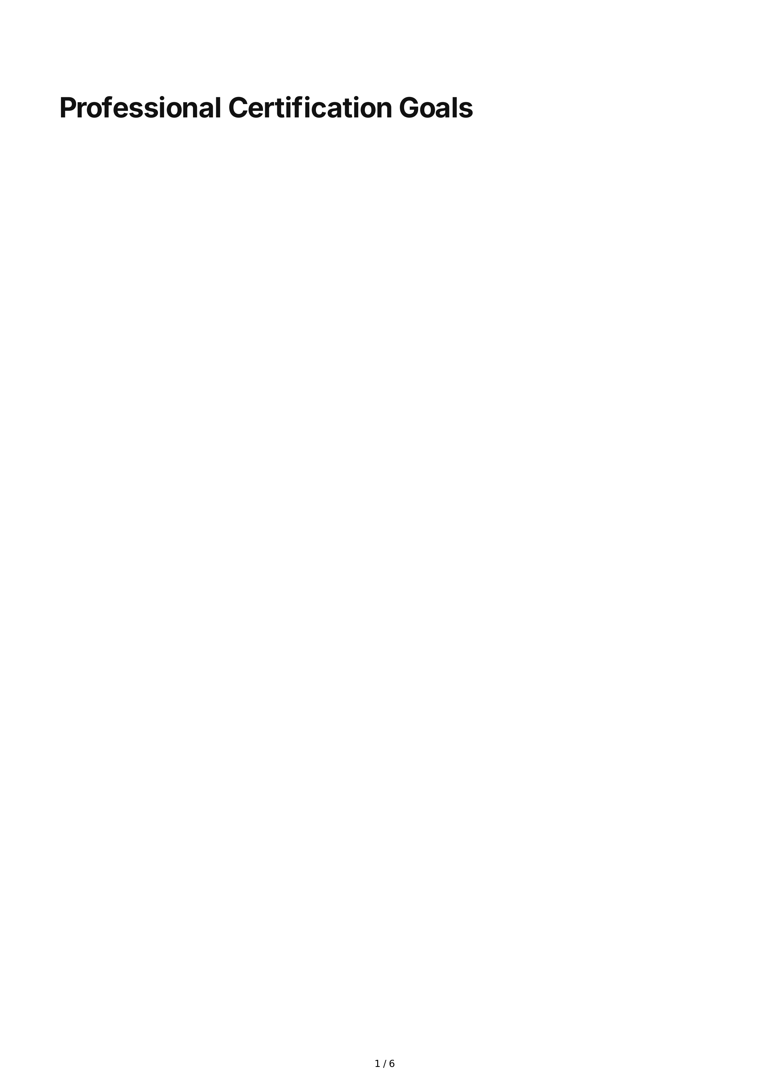 Professional Certification Goals — page 1