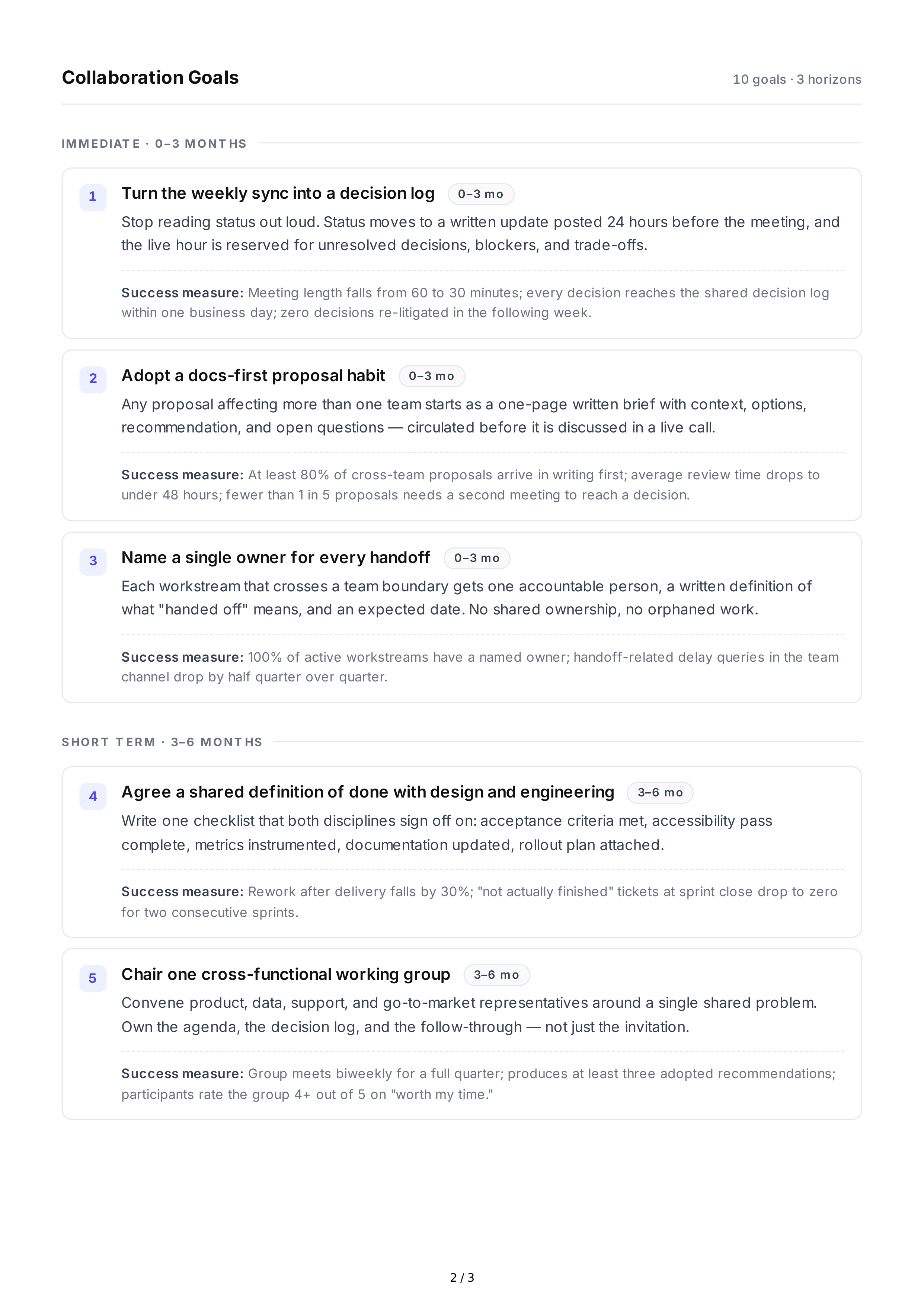 Professional Collaboration Goals — page 2