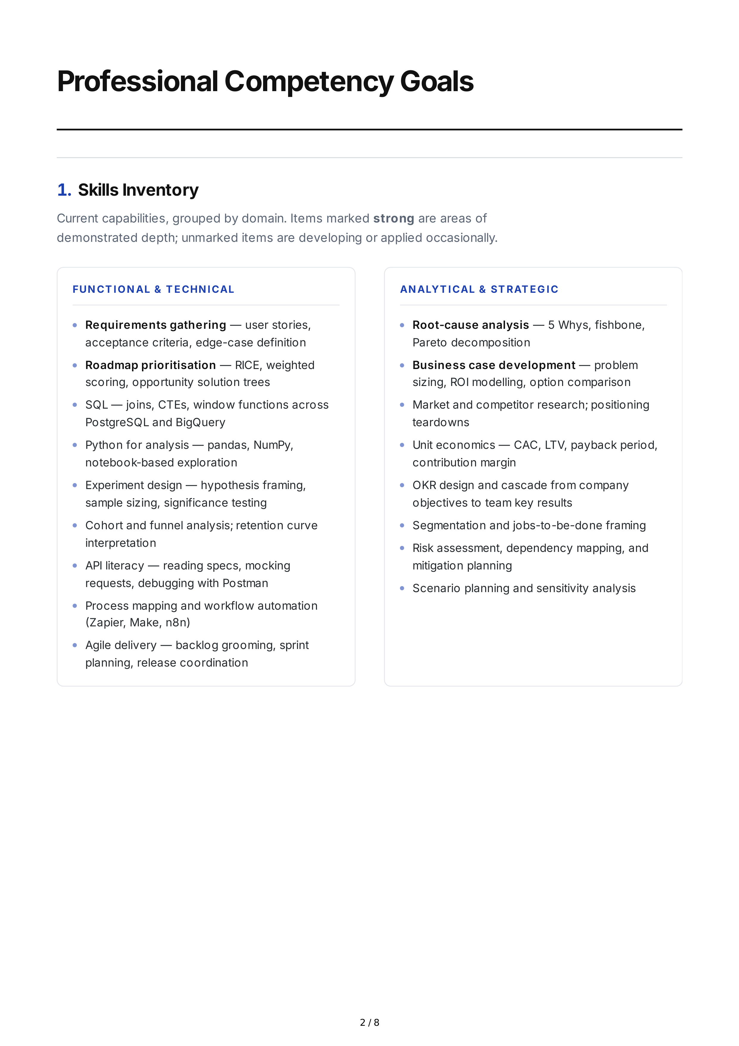 Professional Competency Goals — page 2