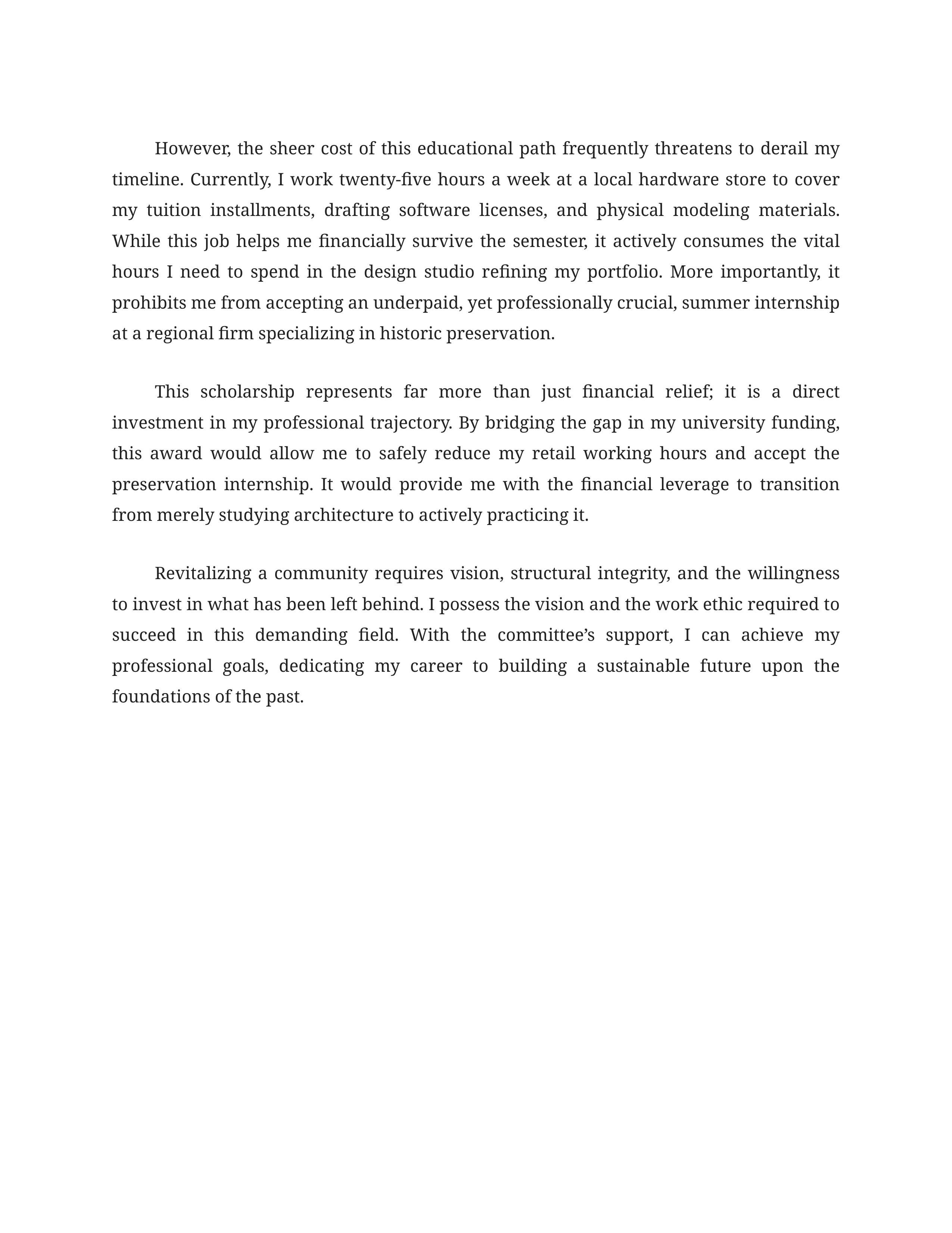 Professional Goals Scholarship Essay — page 2