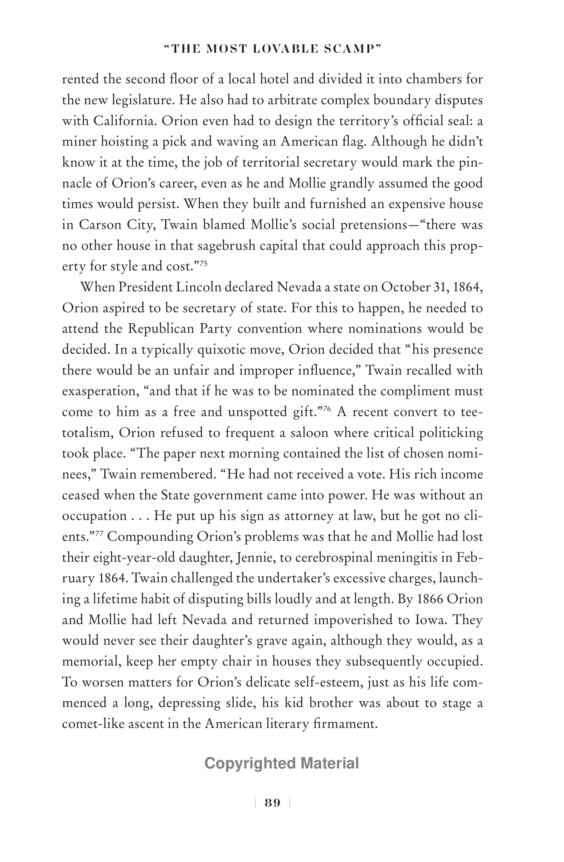 Professional Historians Mark Twain Biography by Ron Chernow — page 110