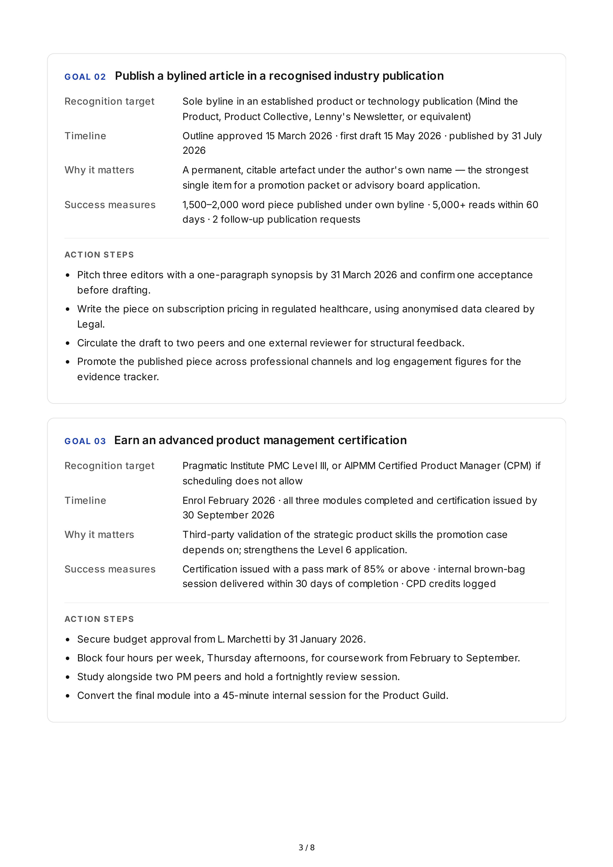 Professional Recognition Goals — page 3