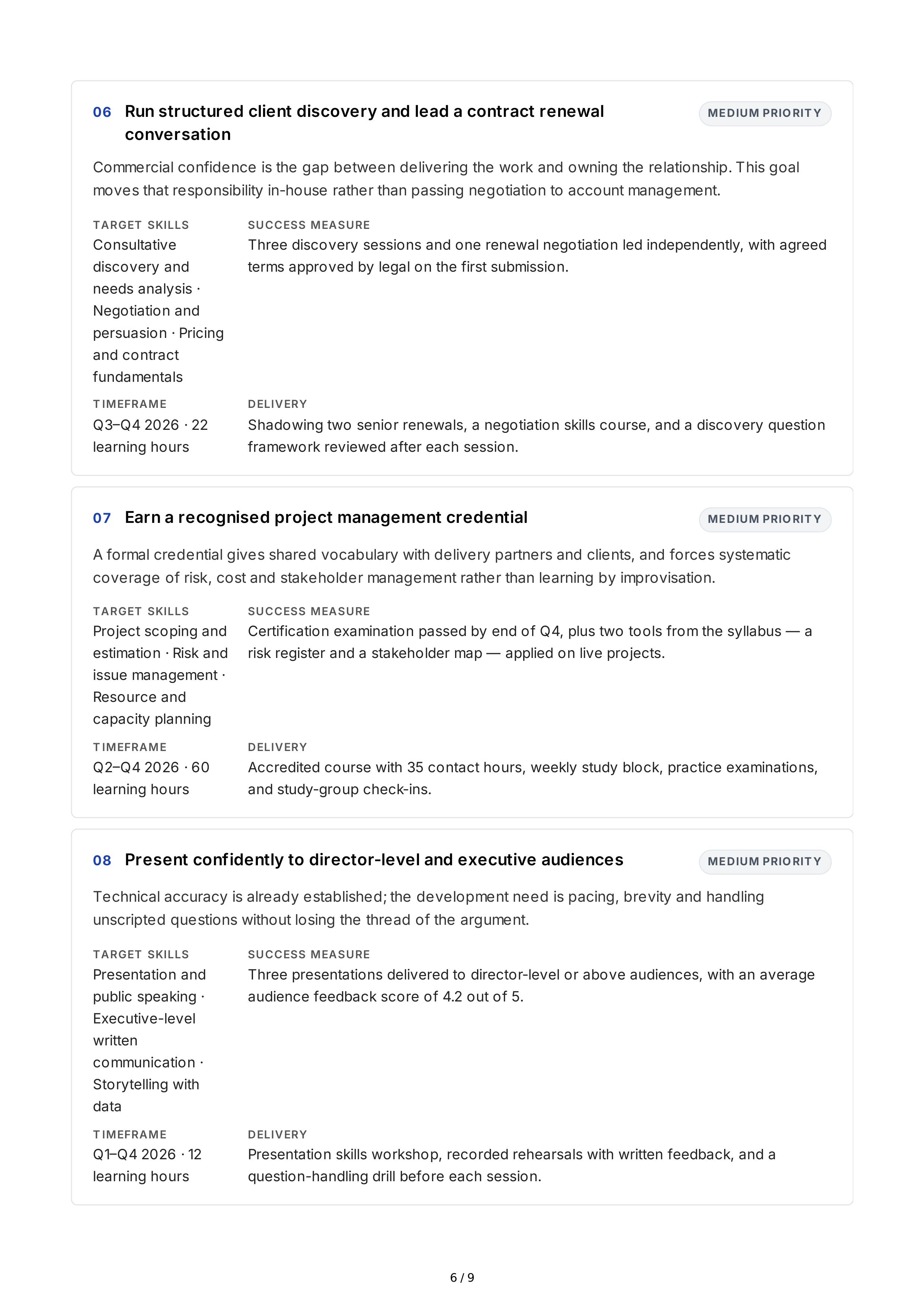 Professional Training Goals — page 6