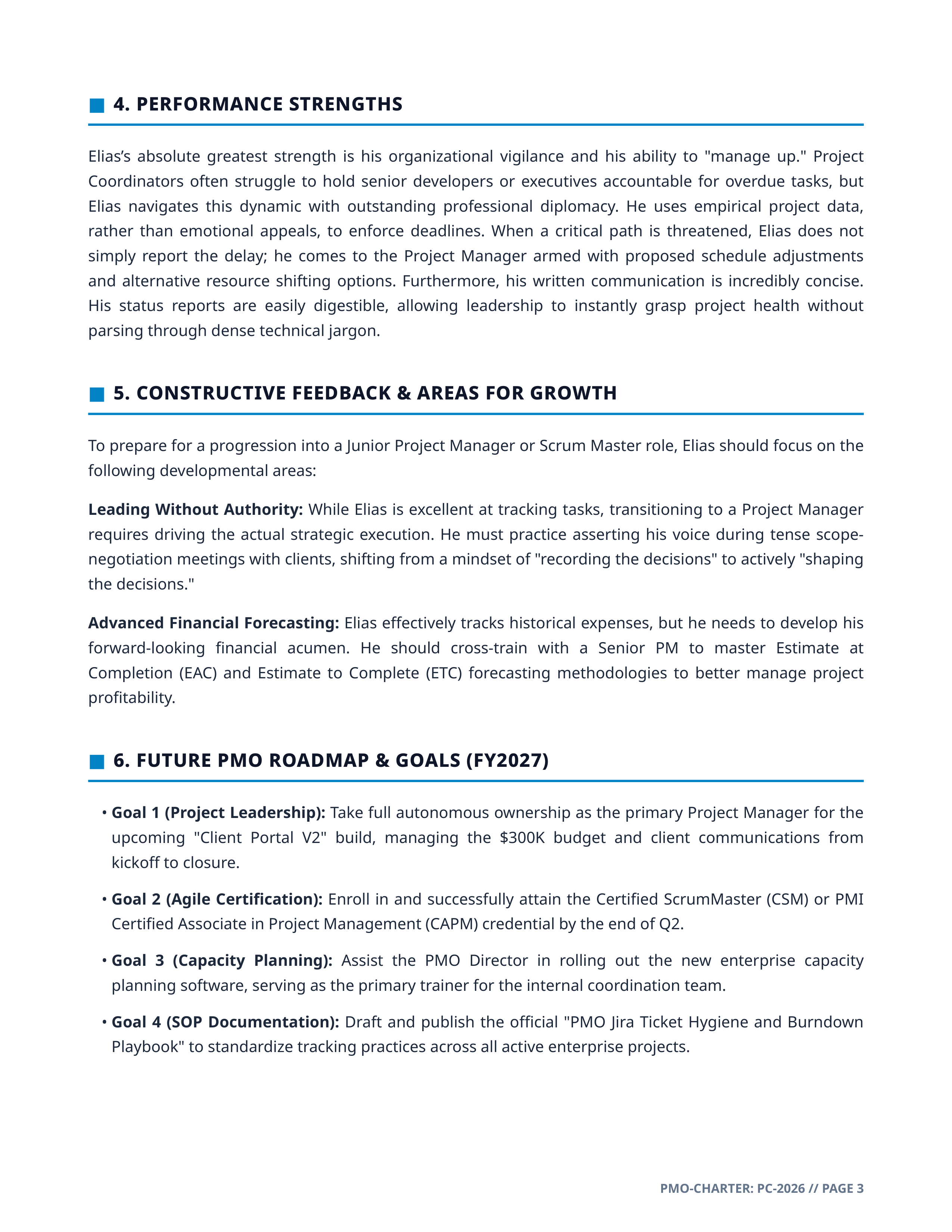 Project Coordinator Performance Review — page 3