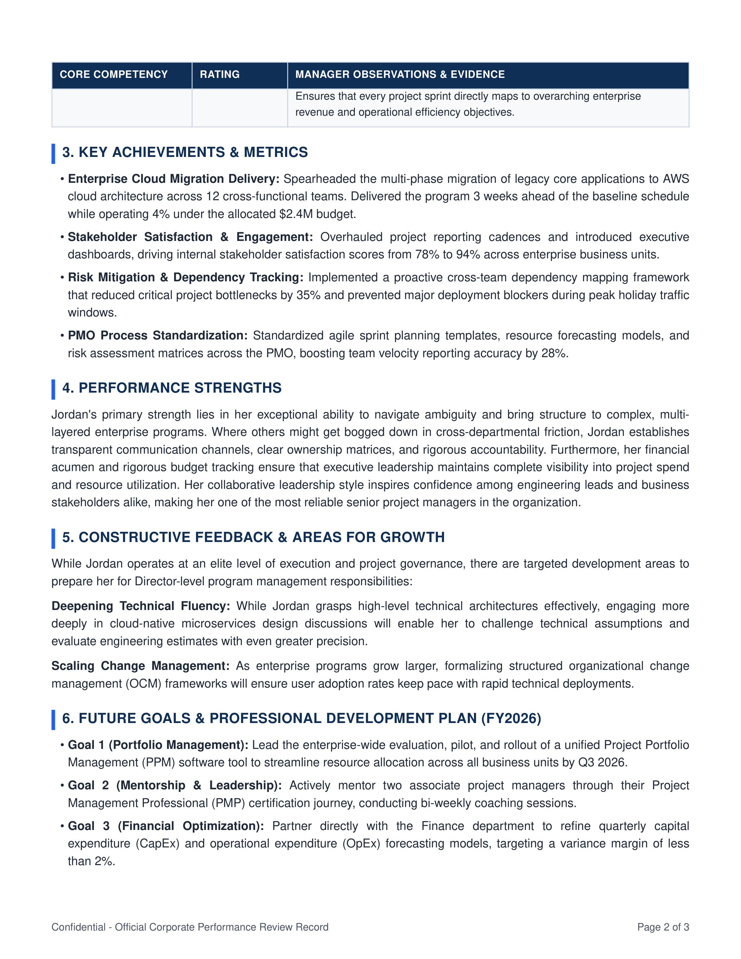 Project Manager Performance Review — page 2