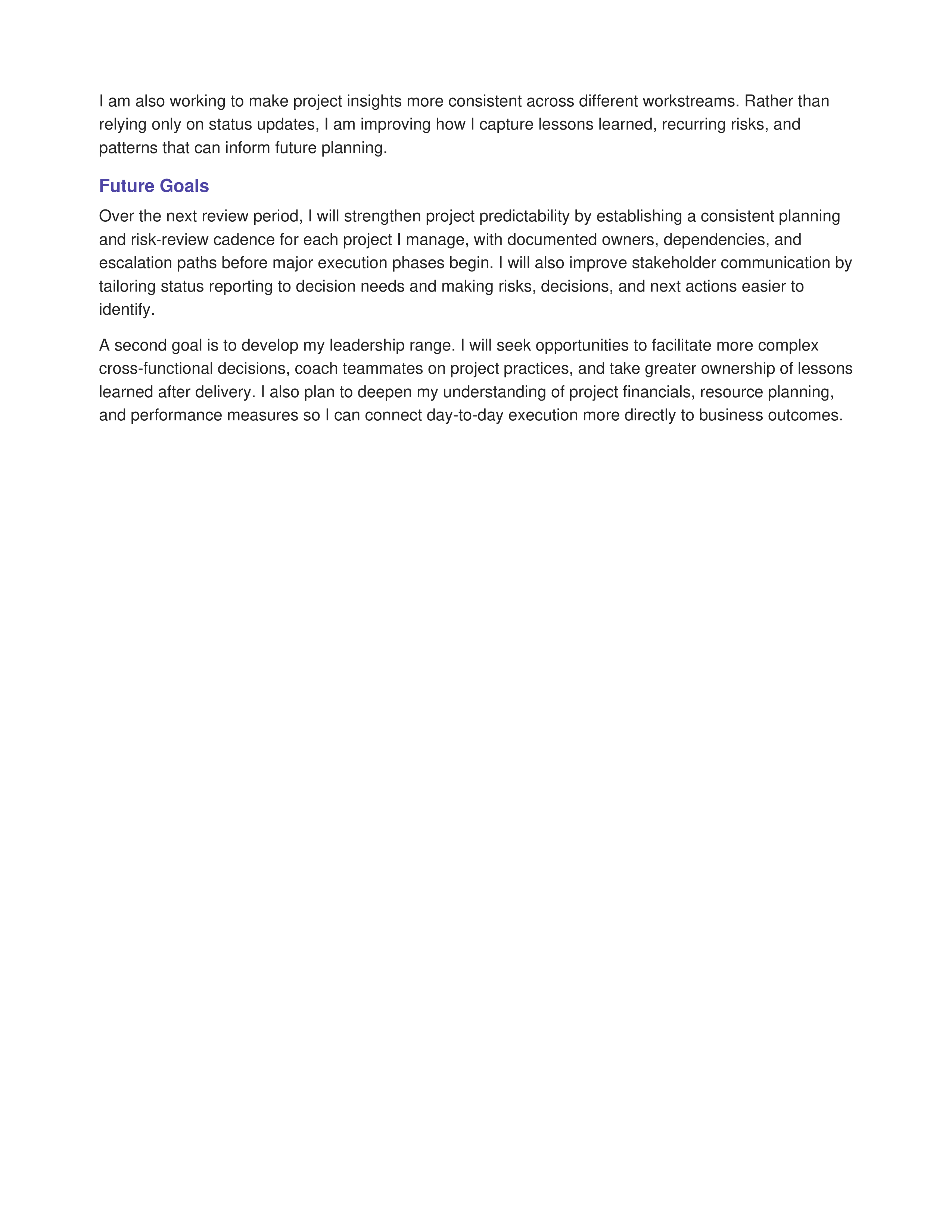 Project Manager Self Performance Review — page 2