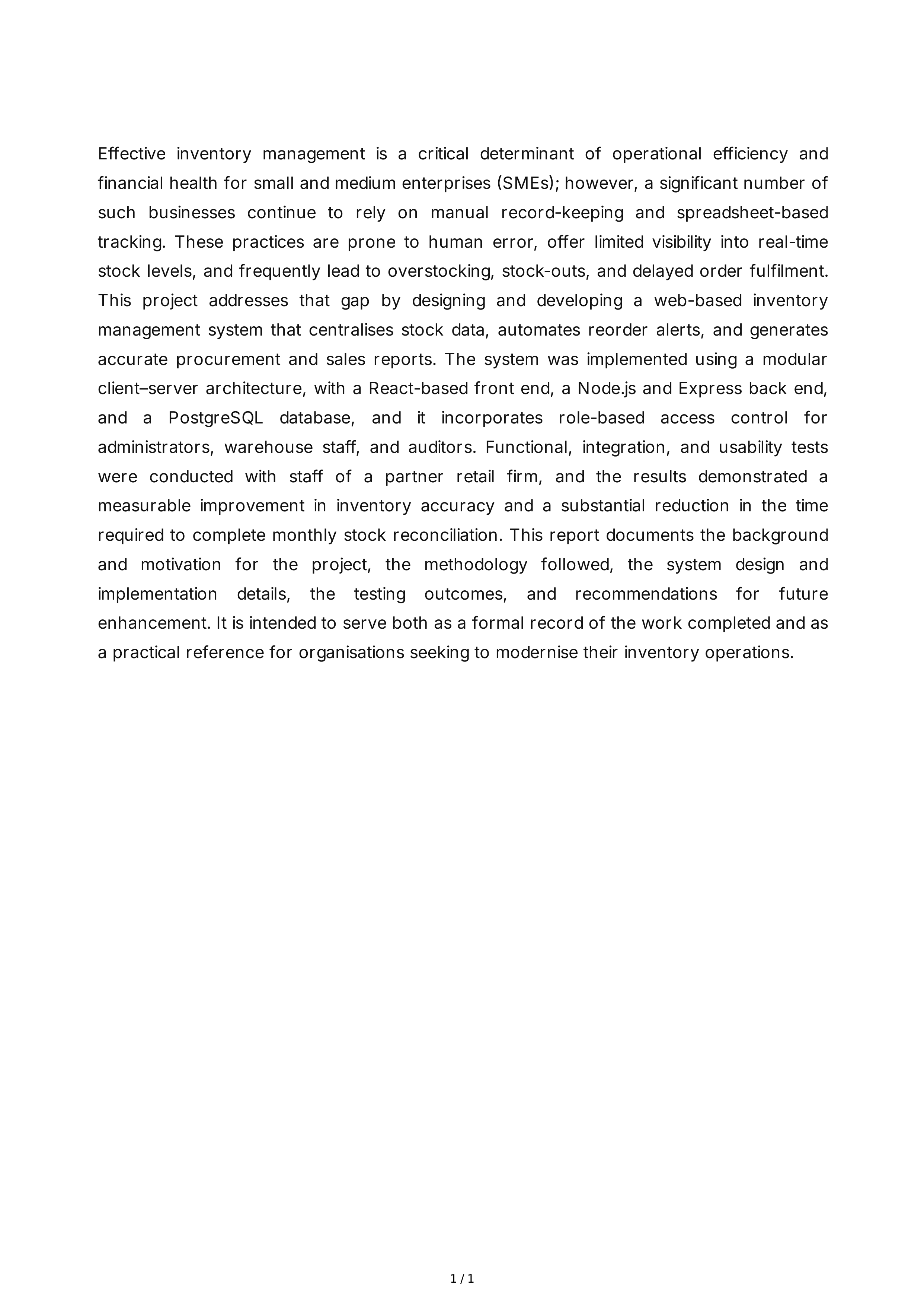 Project Report Introduction Paragraph — page 1
