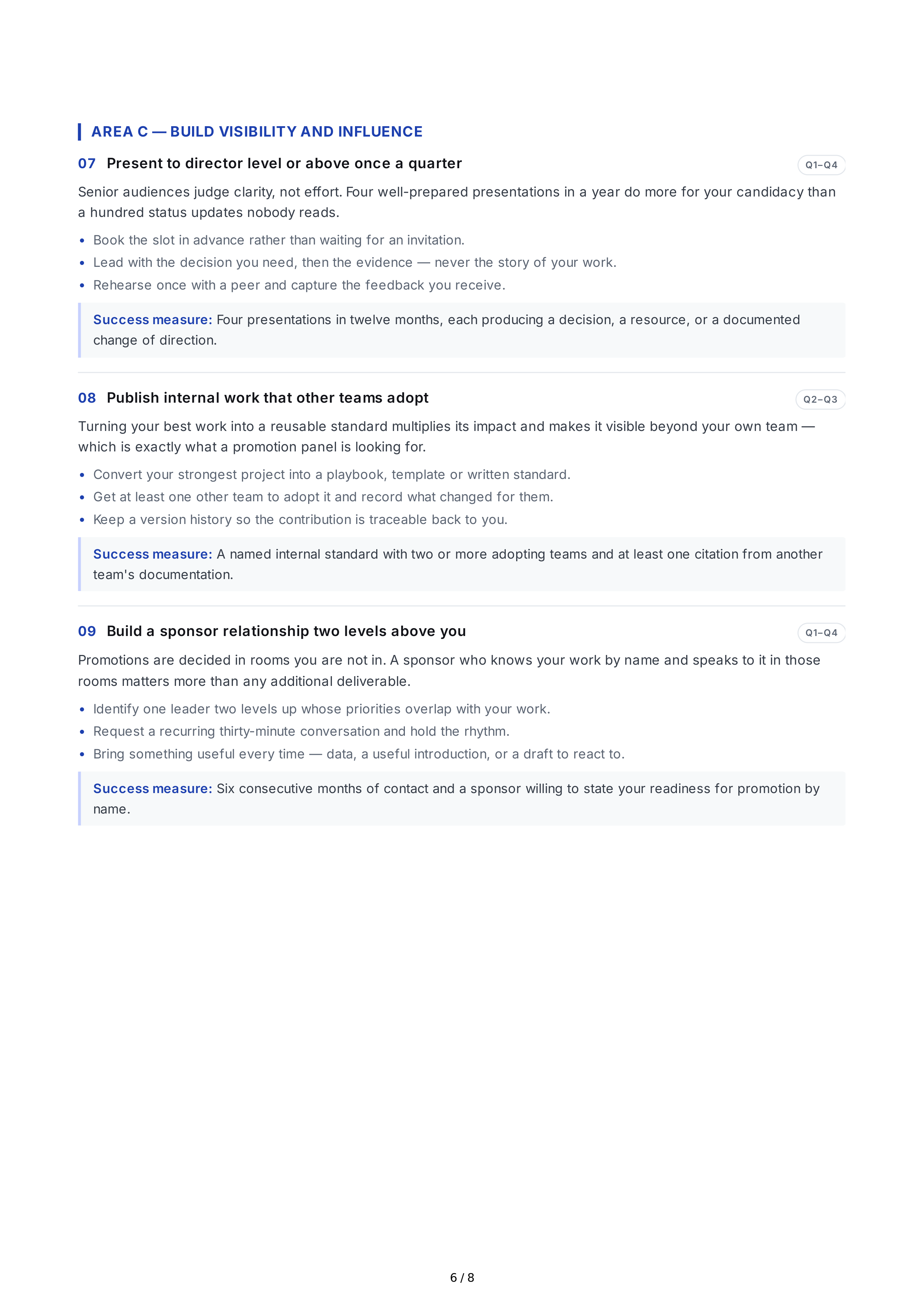 Promotion Professional Goals — page 6