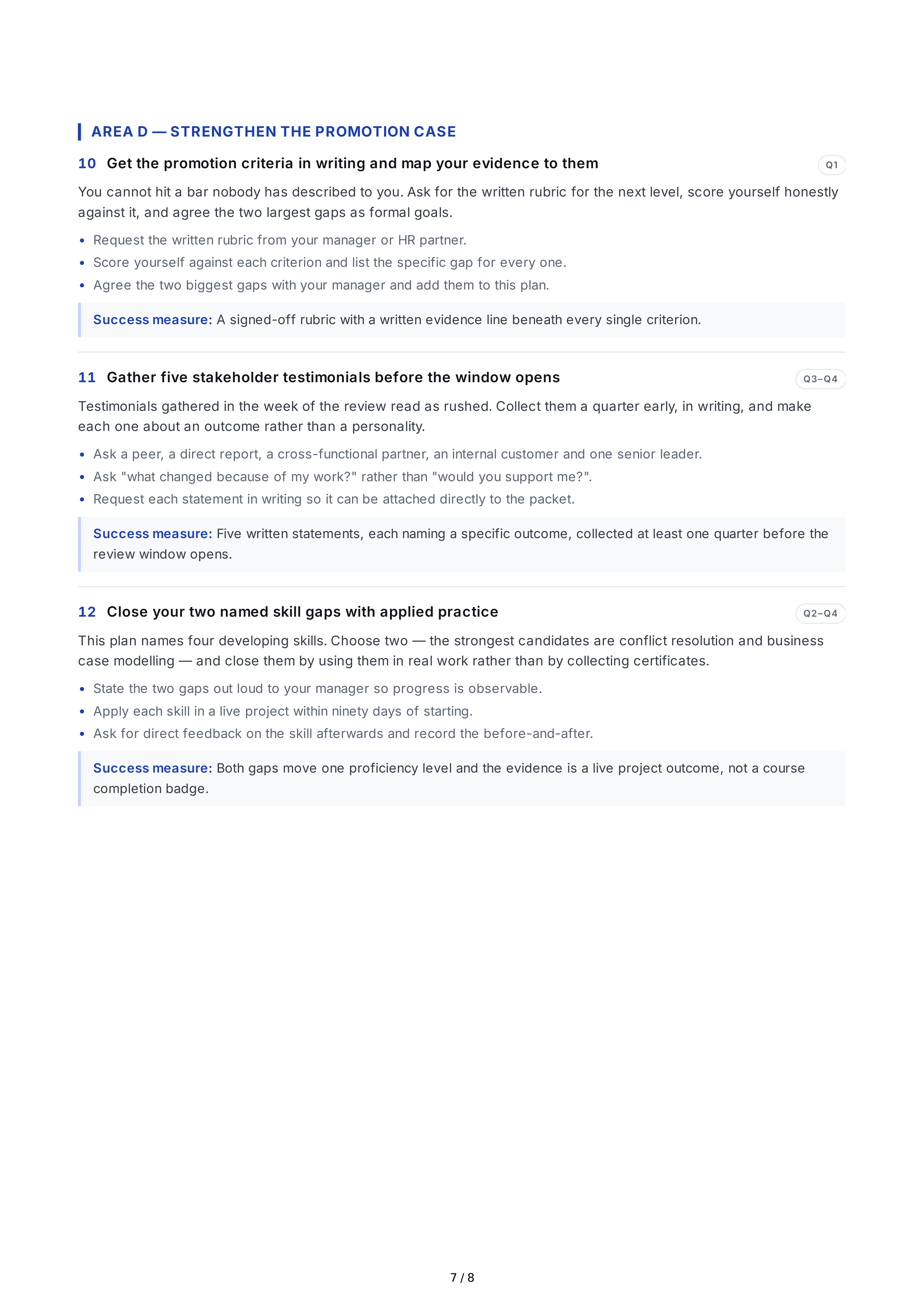 Promotion Professional Goals — page 7