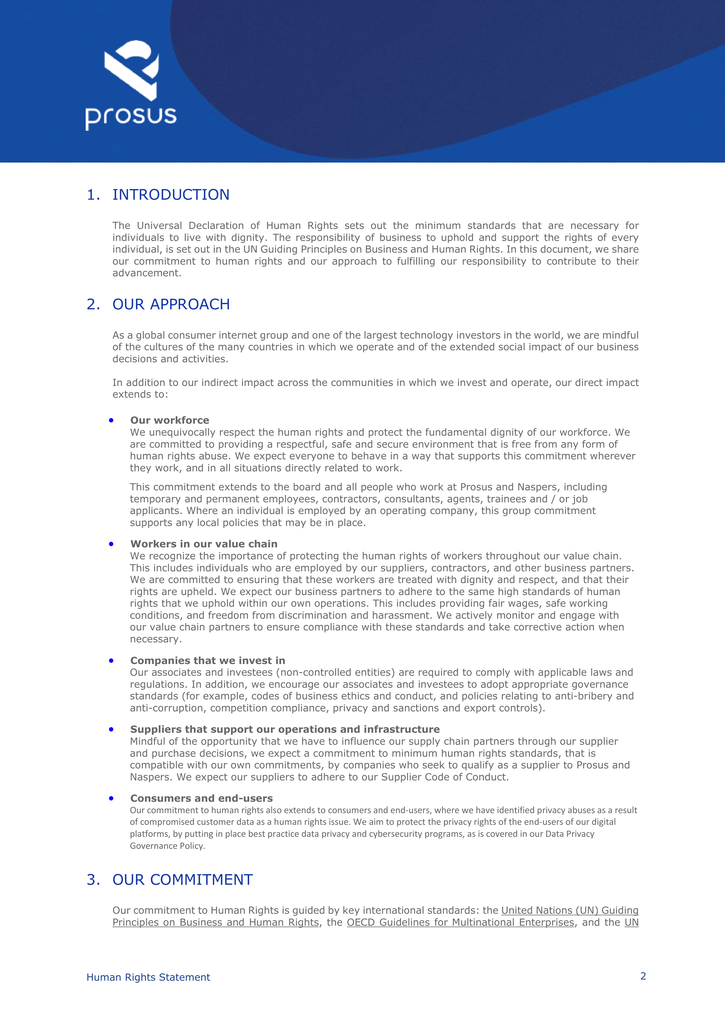 Prosus Human Rights Statement — page 2