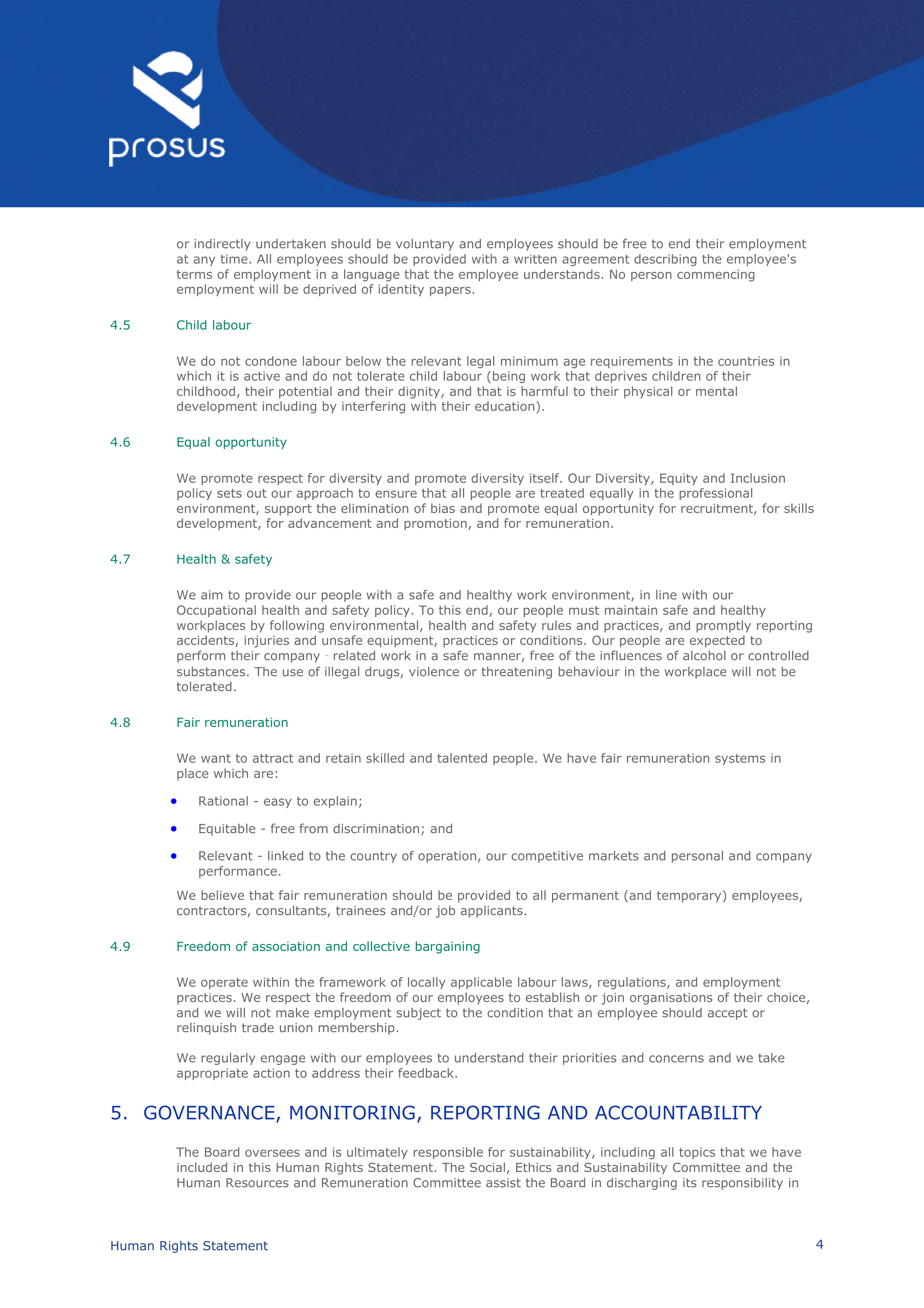 Prosus Human Rights Statement — page 4