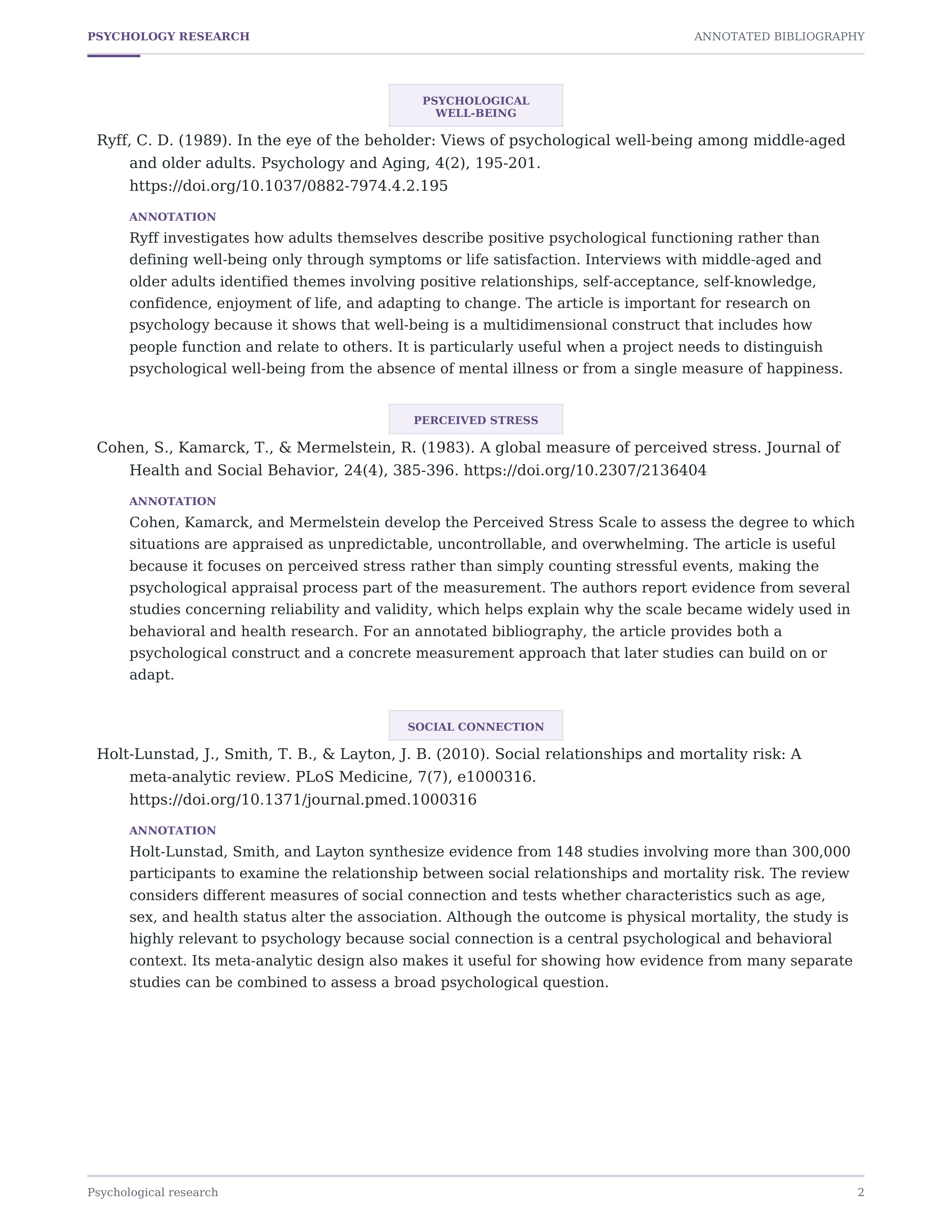 Psychology Annotated Bibliography — page 2
