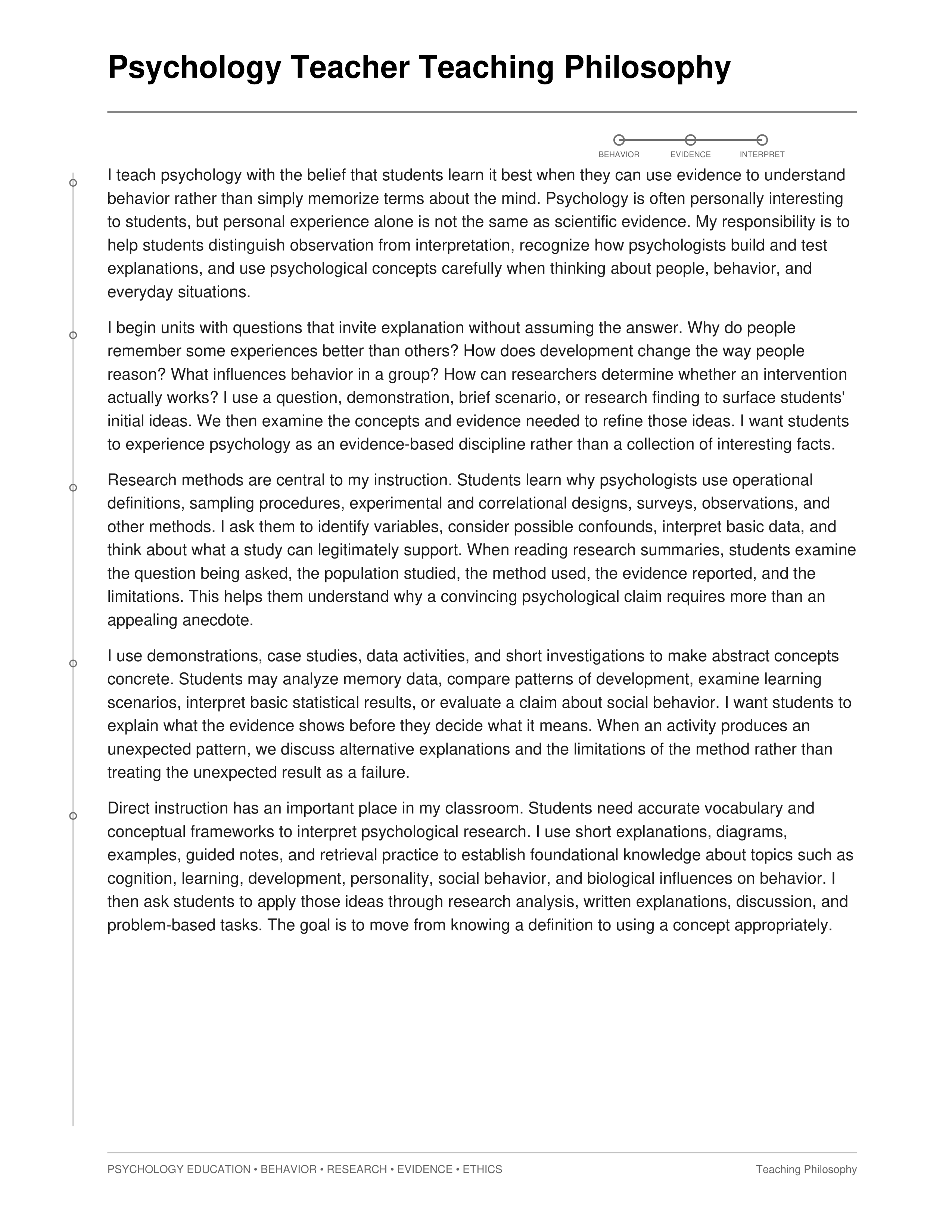 Psychology Teacher Teaching Philosophy — page 1