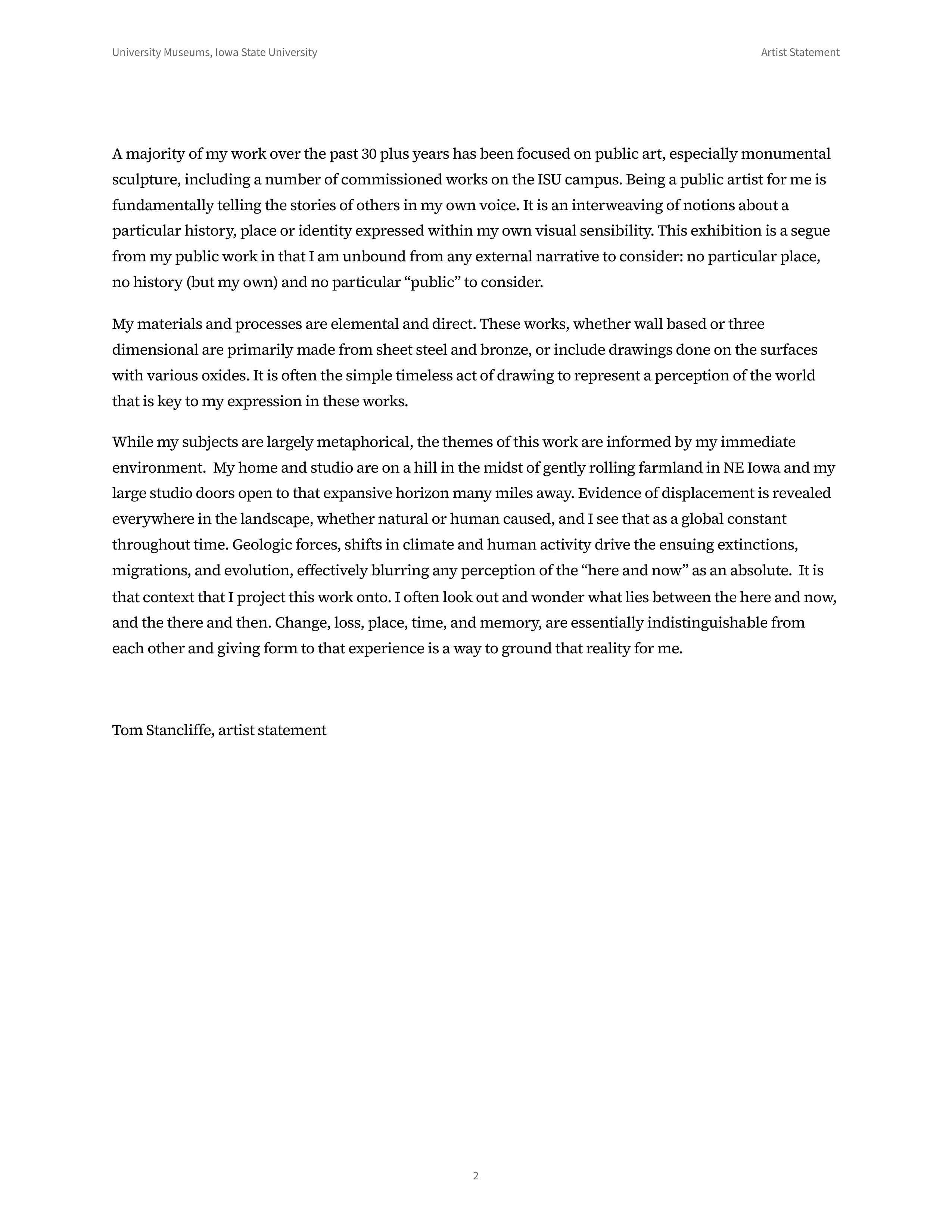 Public Art Artist Statement — page 2