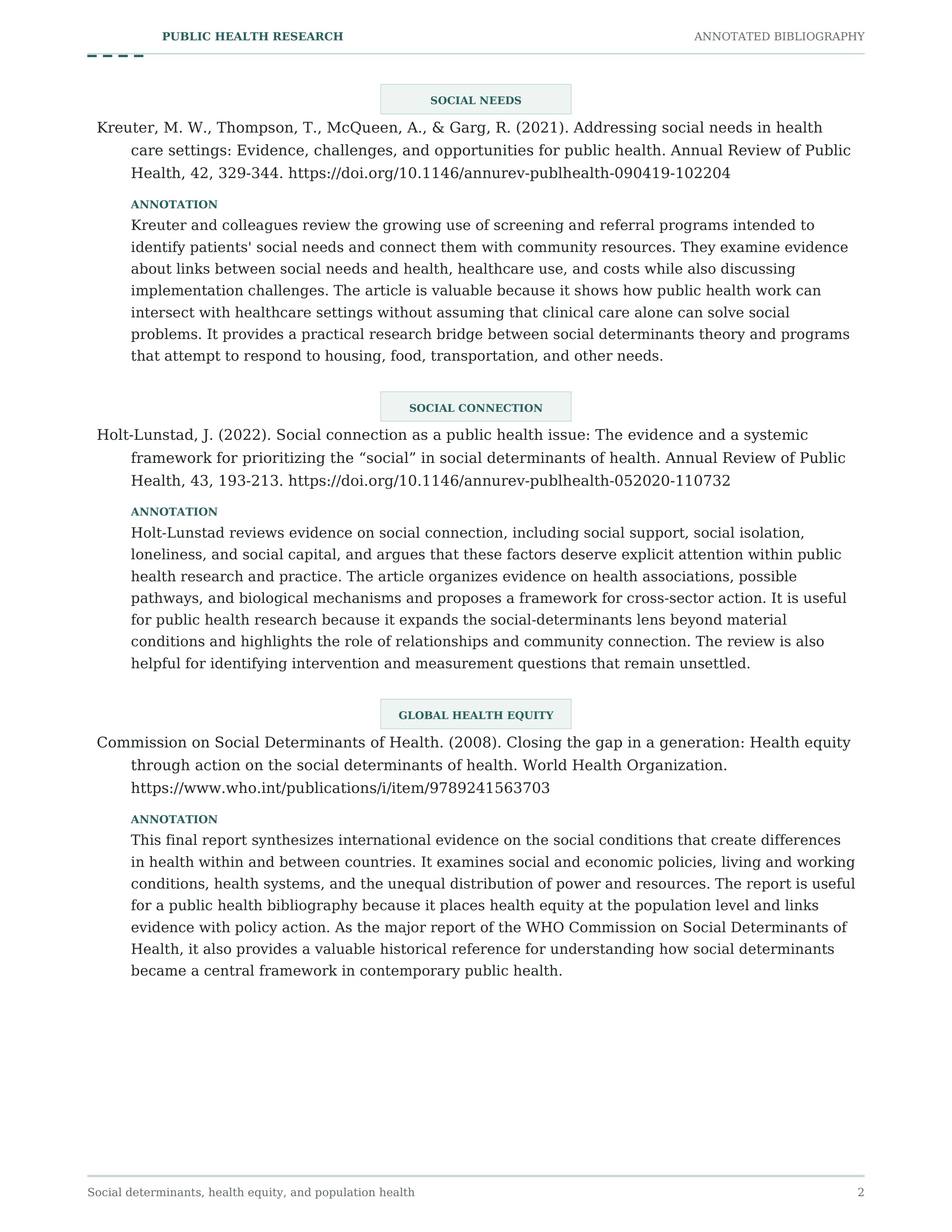 Public Health Annotated Bibliography — page 2