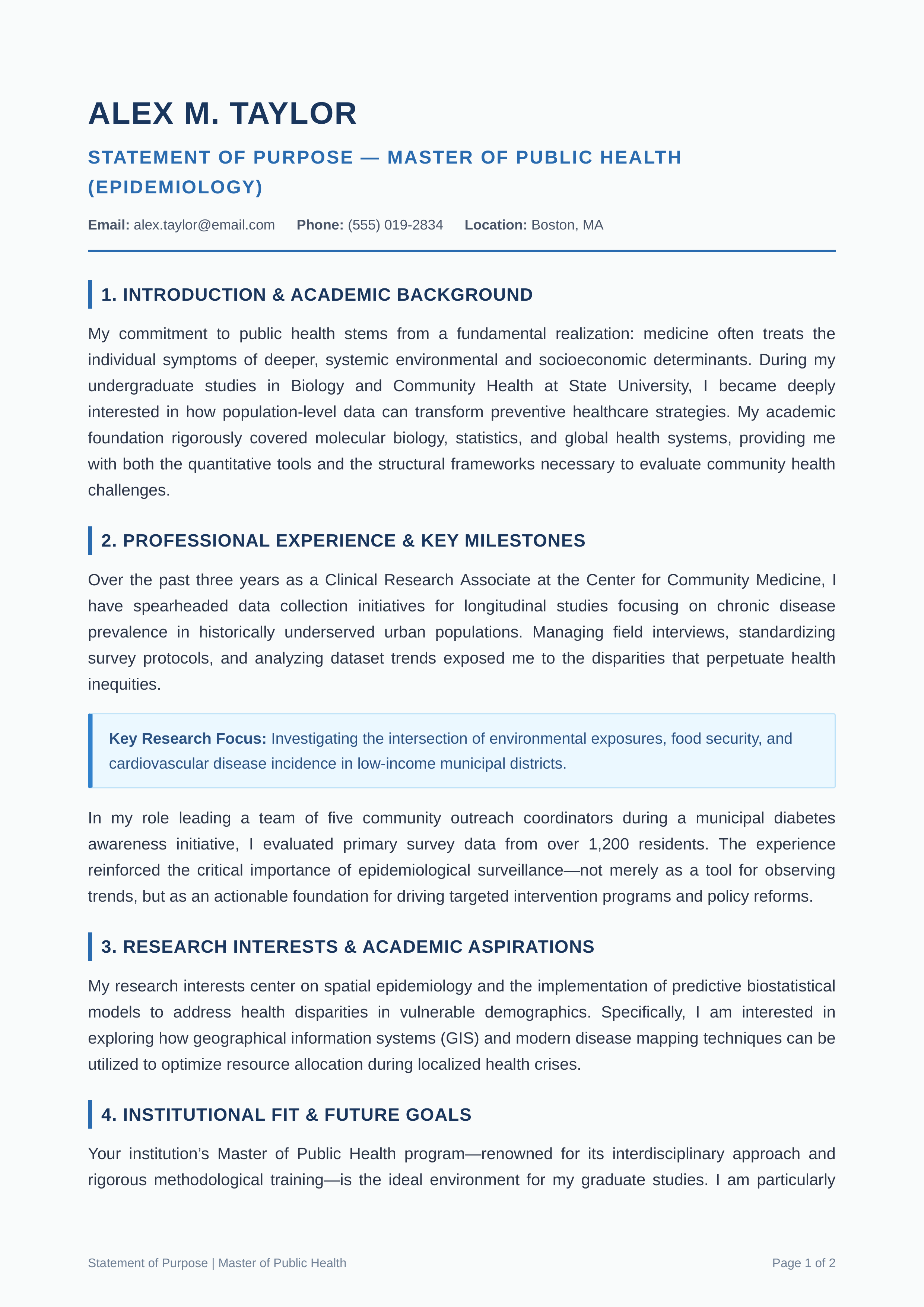 Public Health Statement of Purpose — page 1