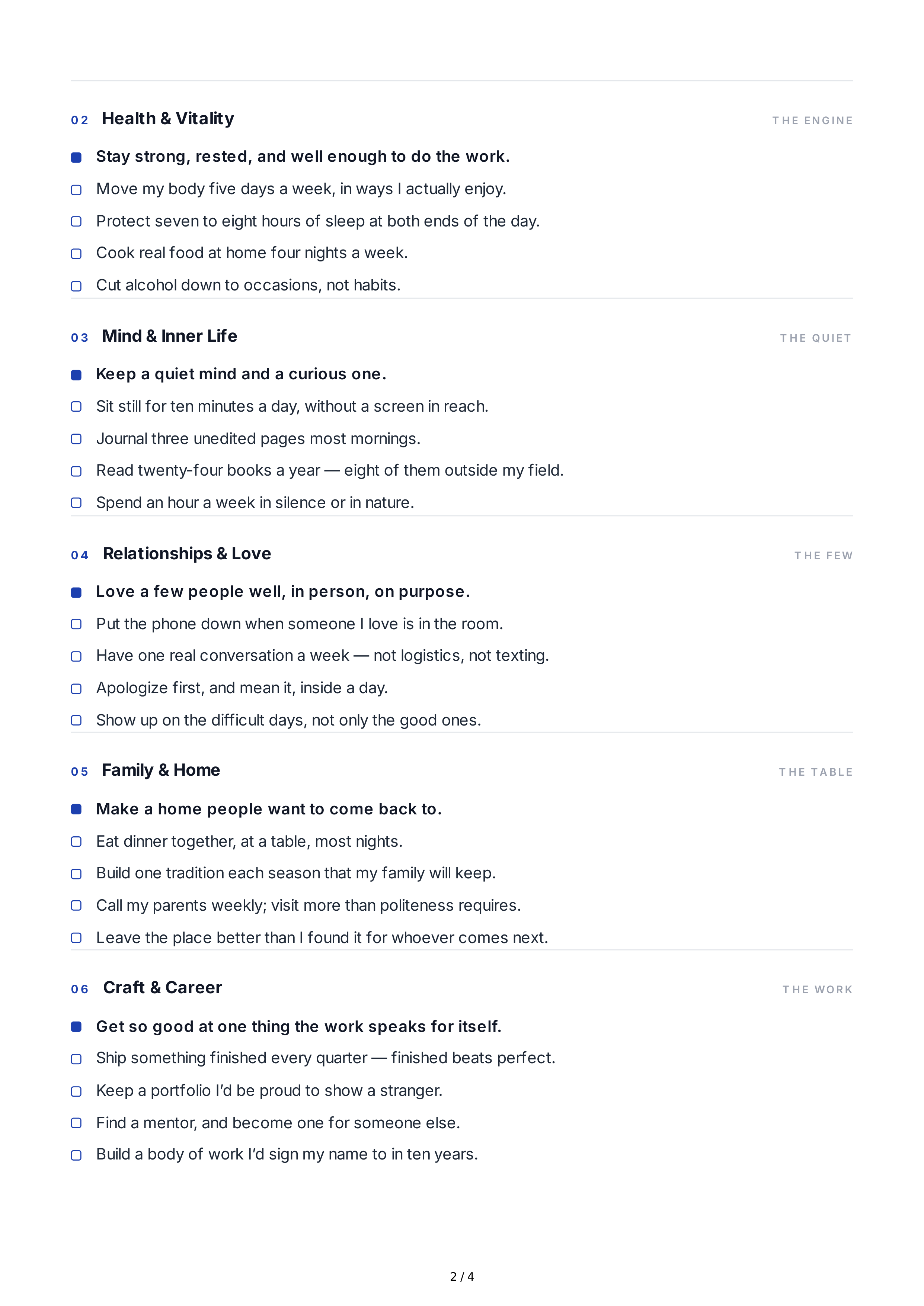 Purpose in Life Goals — page 2