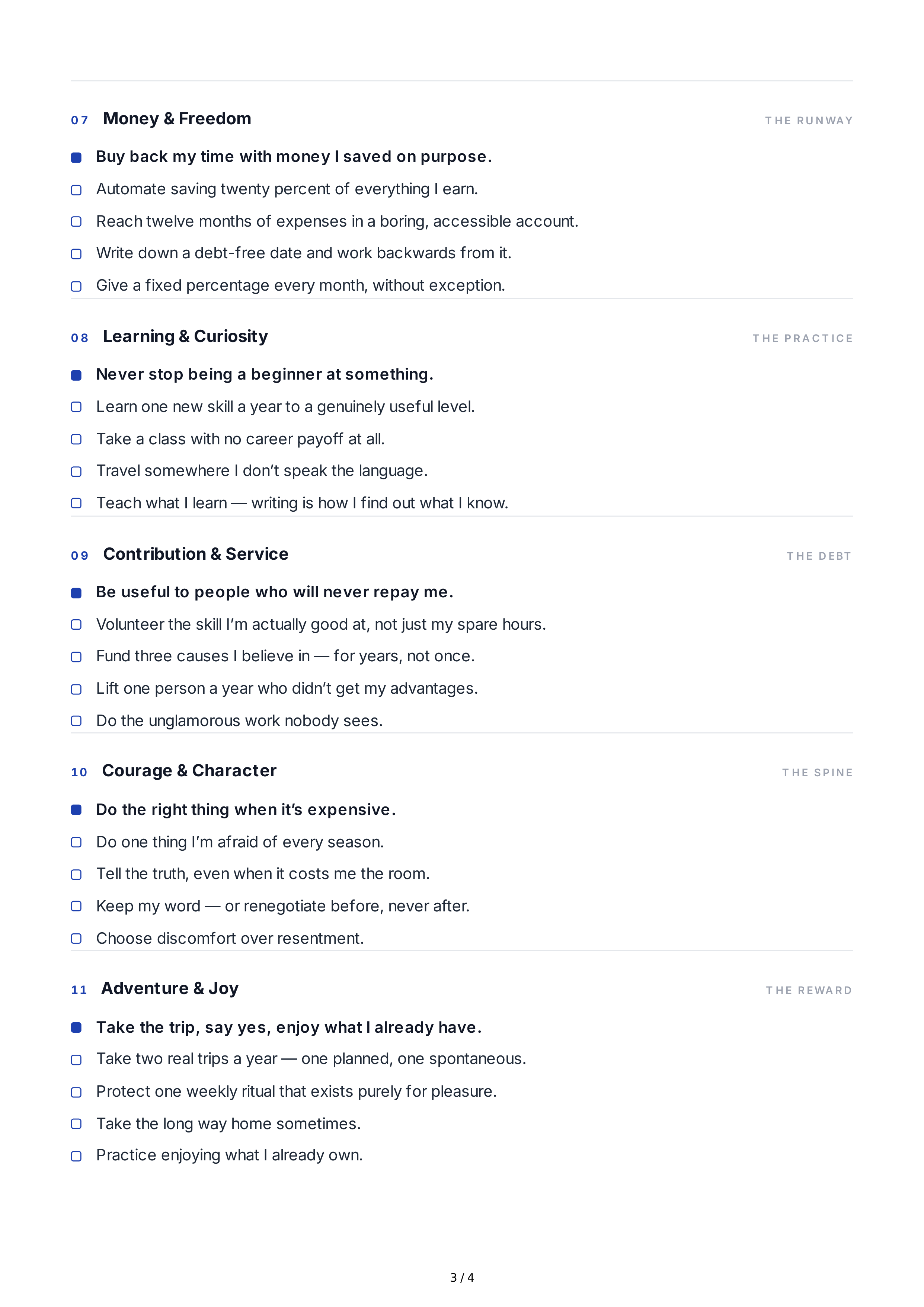 Purpose in Life Goals — page 3