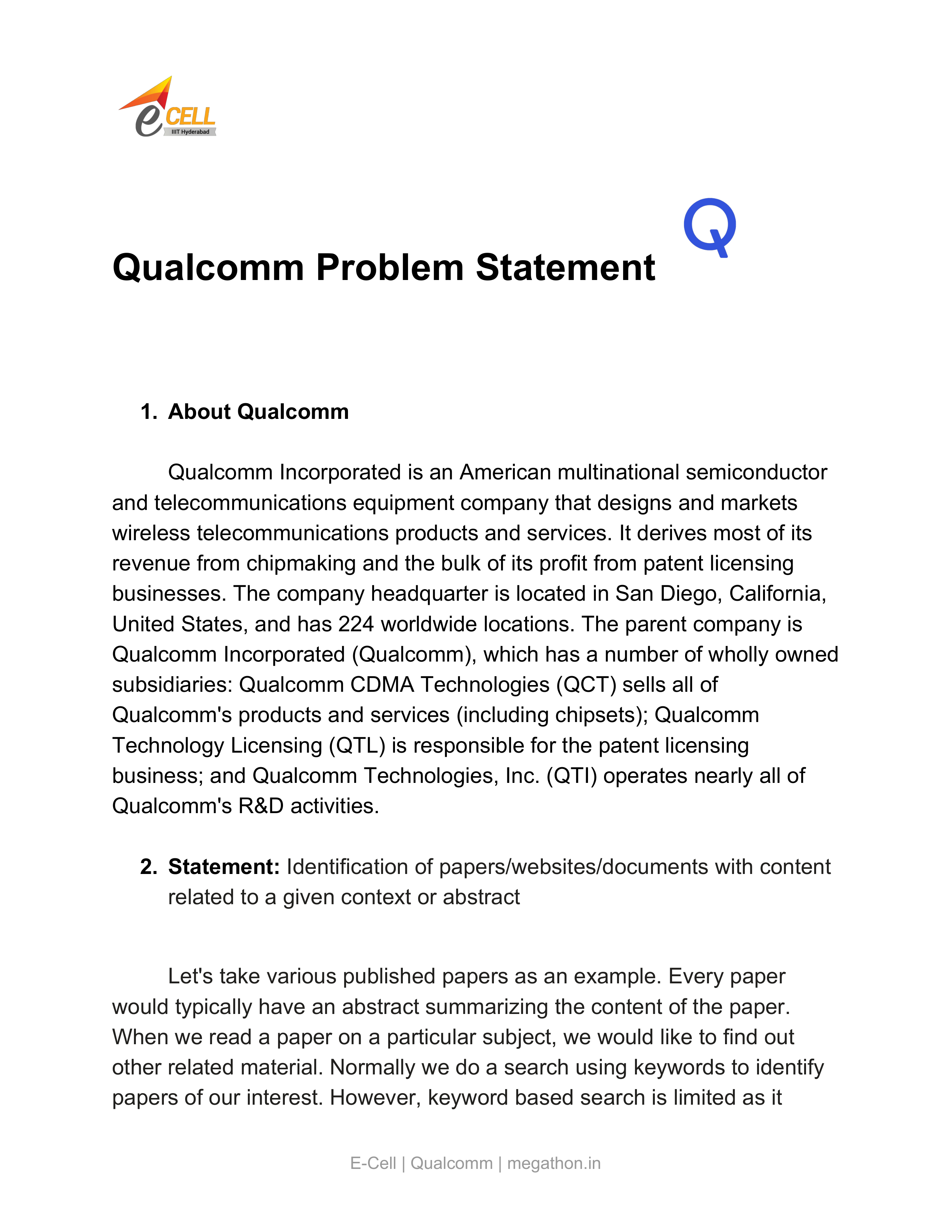 Qualcomm Content Discovery Problem Statement — page 1