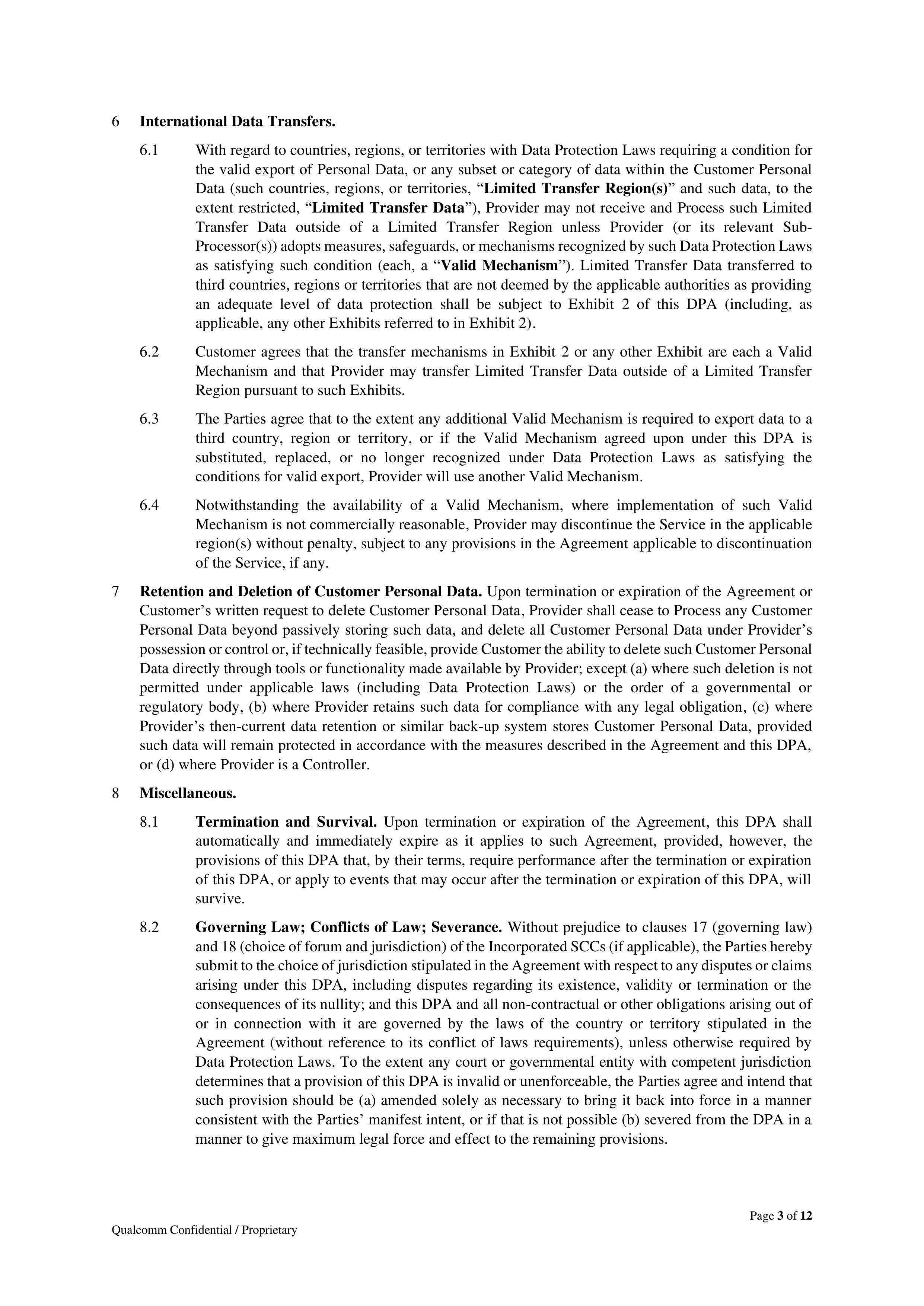 Qualcomm Data Processing Agreement — page 3