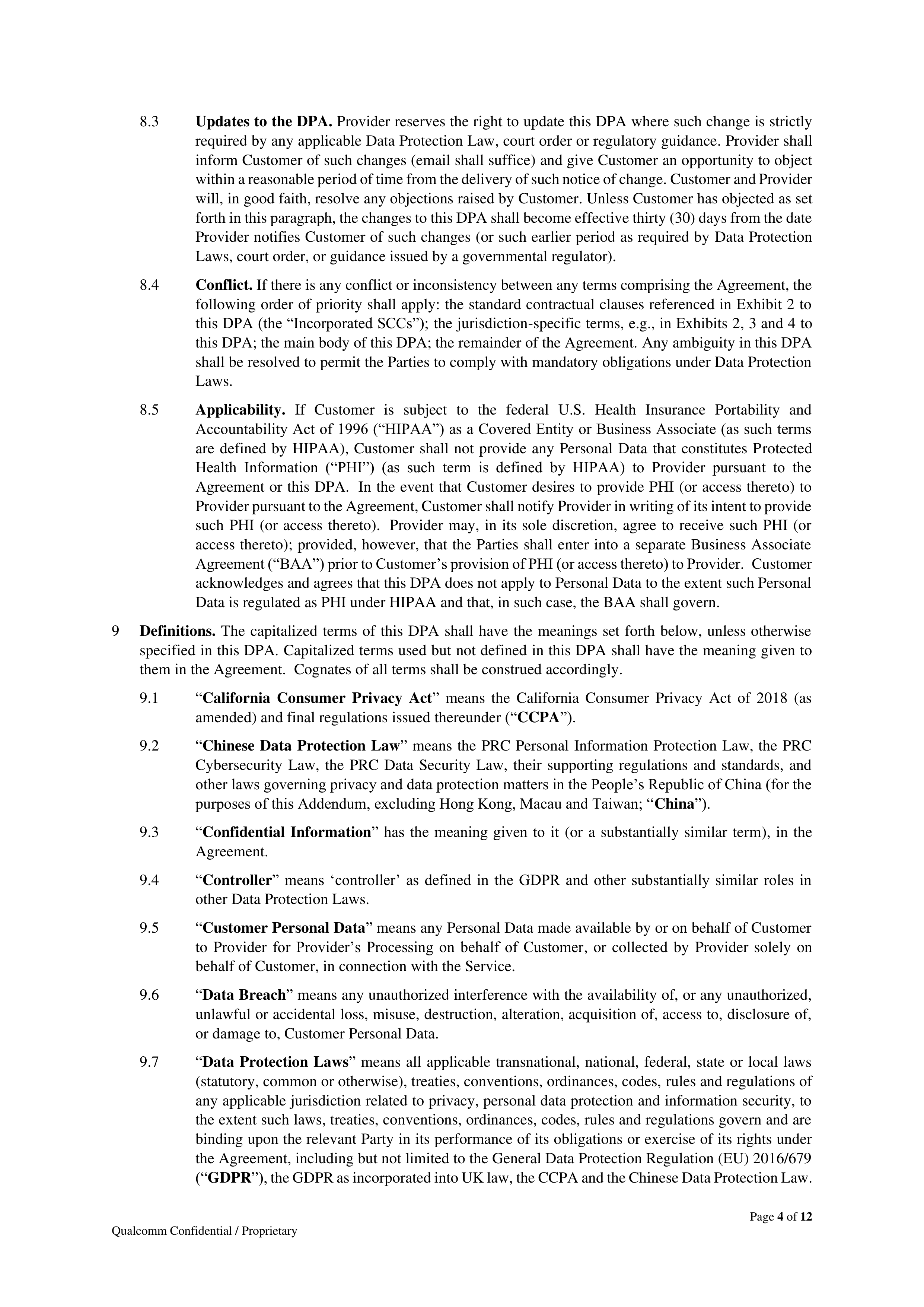 Qualcomm Data Processing Agreement — page 4