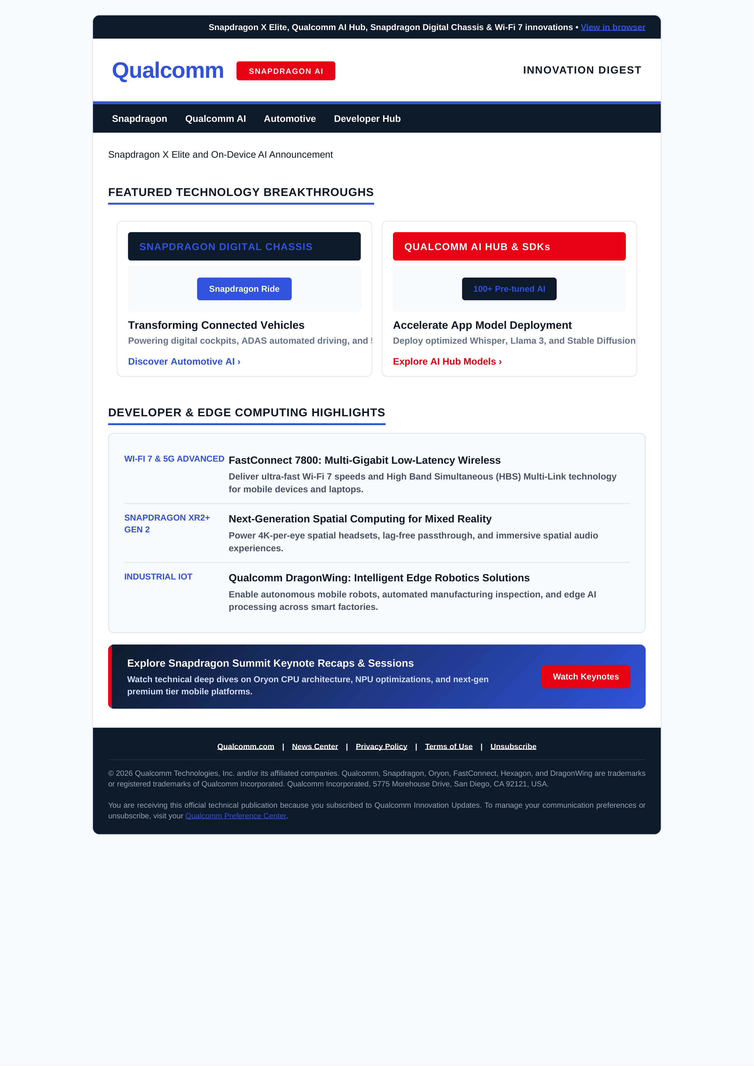 Qualcomm Innovation Email Newsletter — page 1