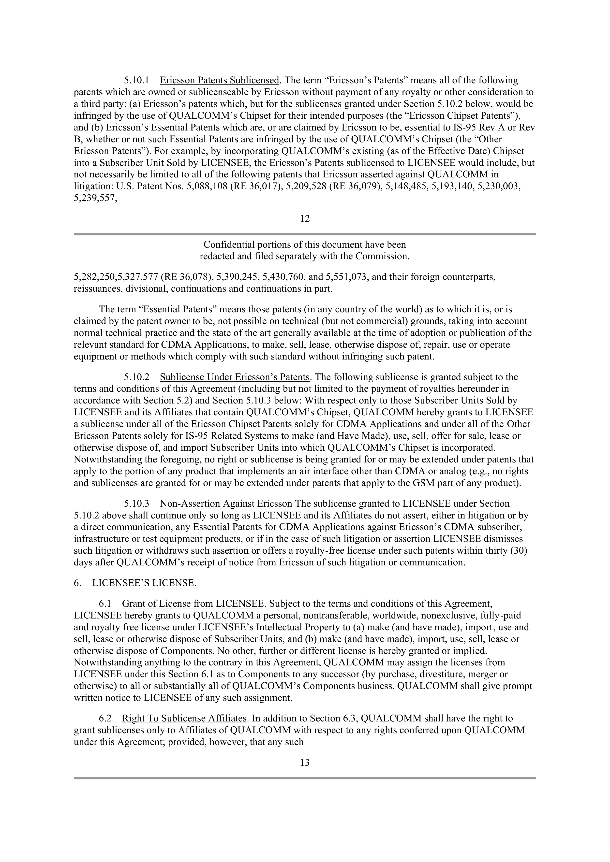 Qualcomm Subscriber Unit License Agreement — page 10