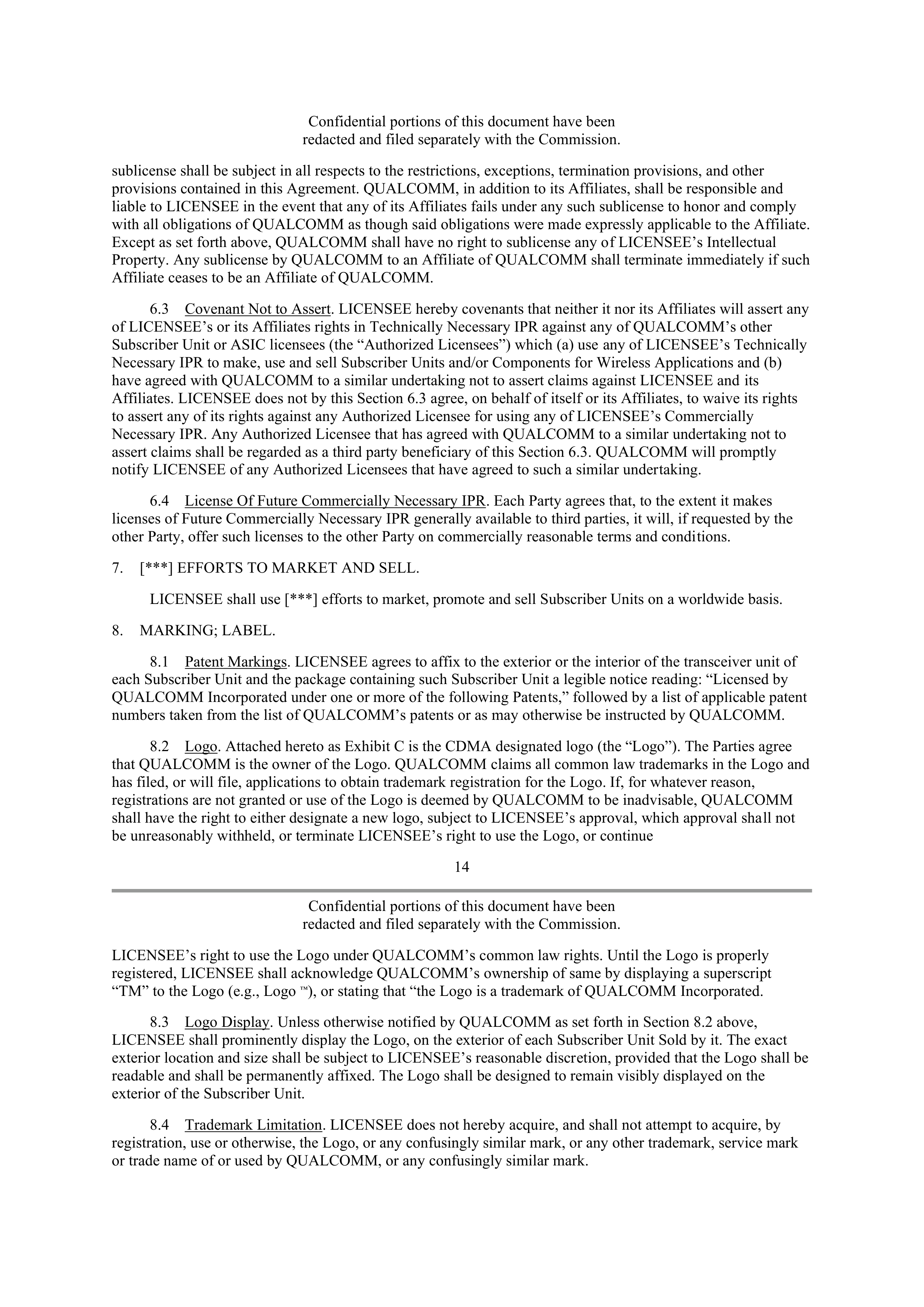 Qualcomm Subscriber Unit License Agreement — page 11