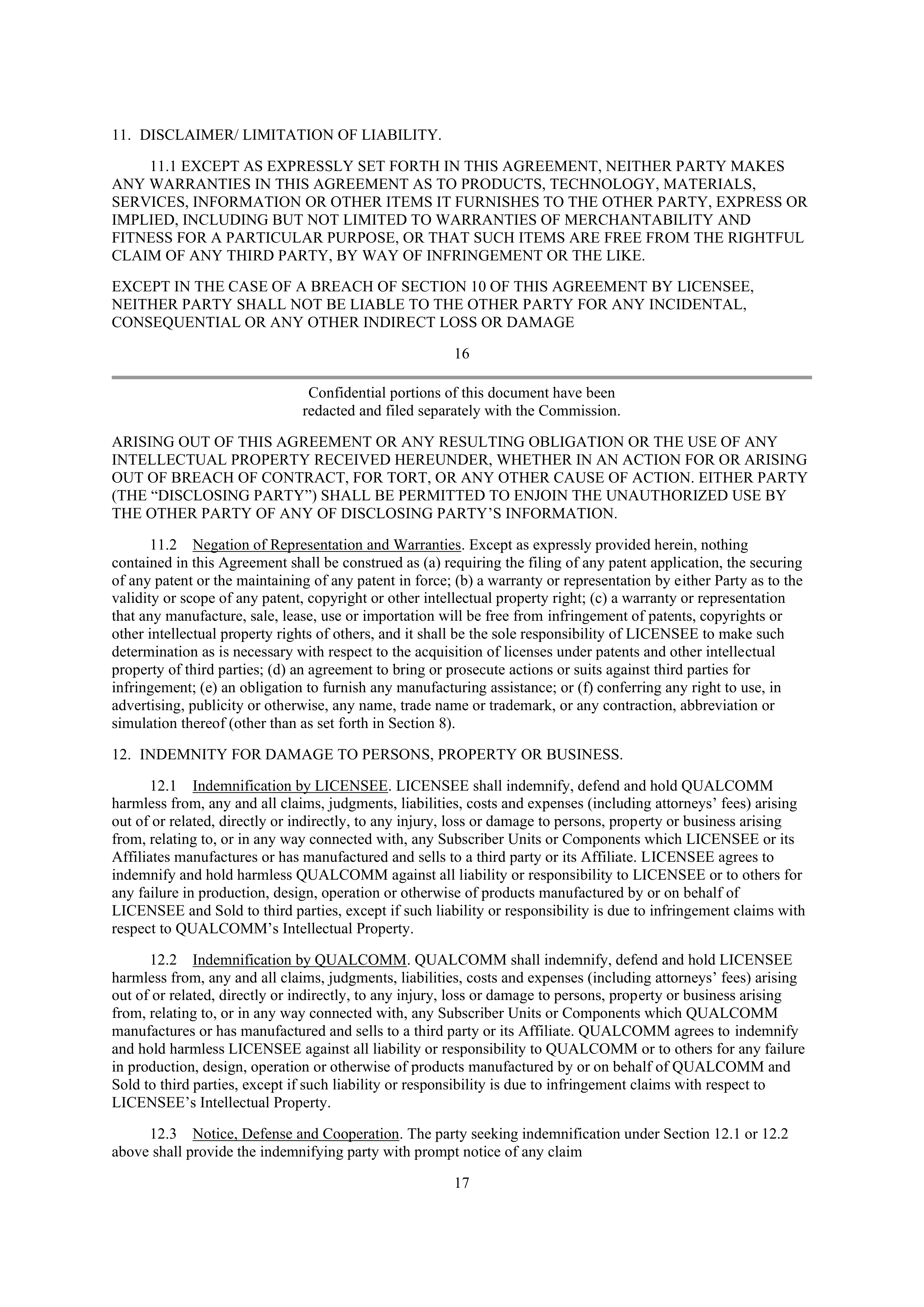 Qualcomm Subscriber Unit License Agreement — page 13