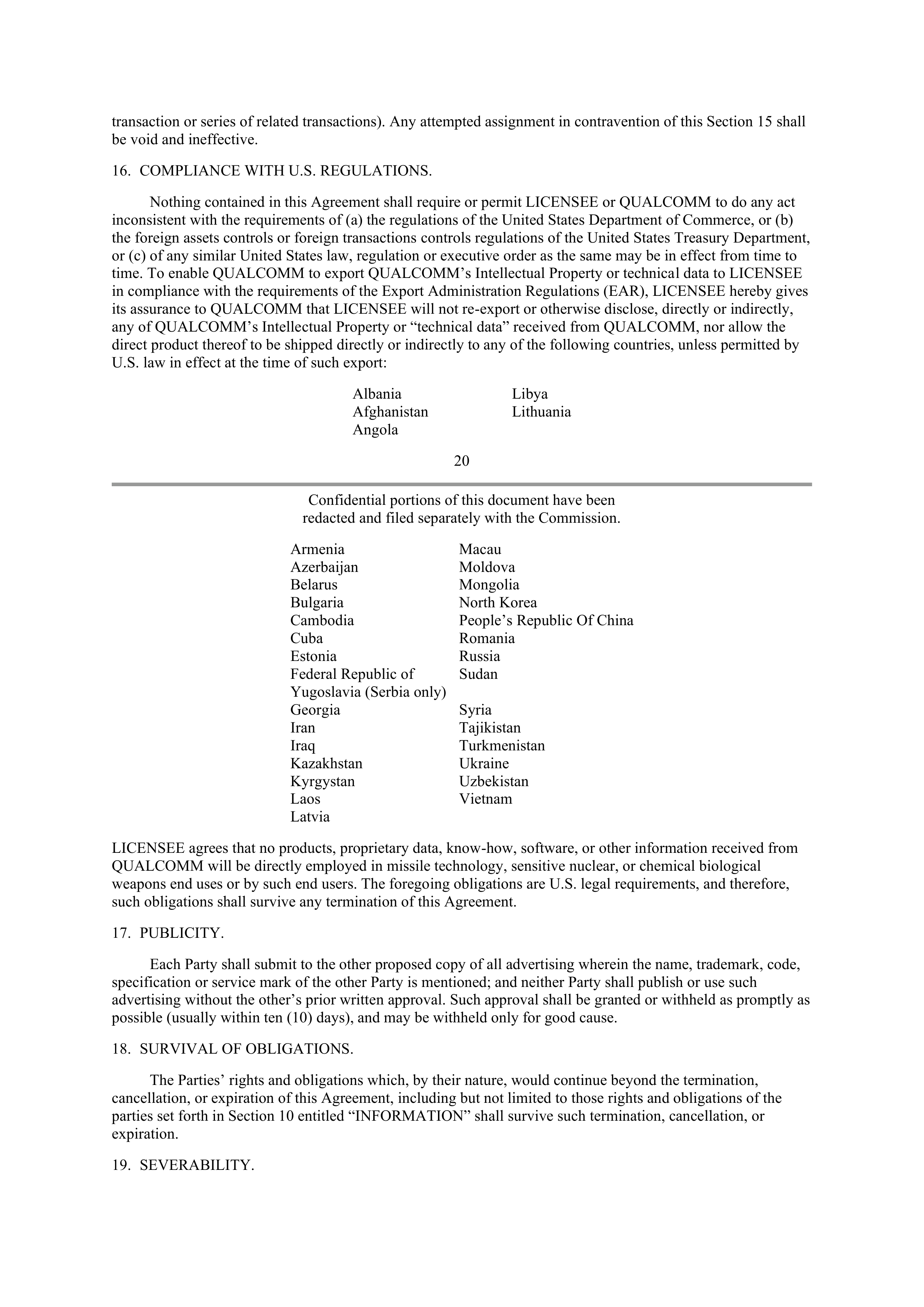 Qualcomm Subscriber Unit License Agreement — page 16