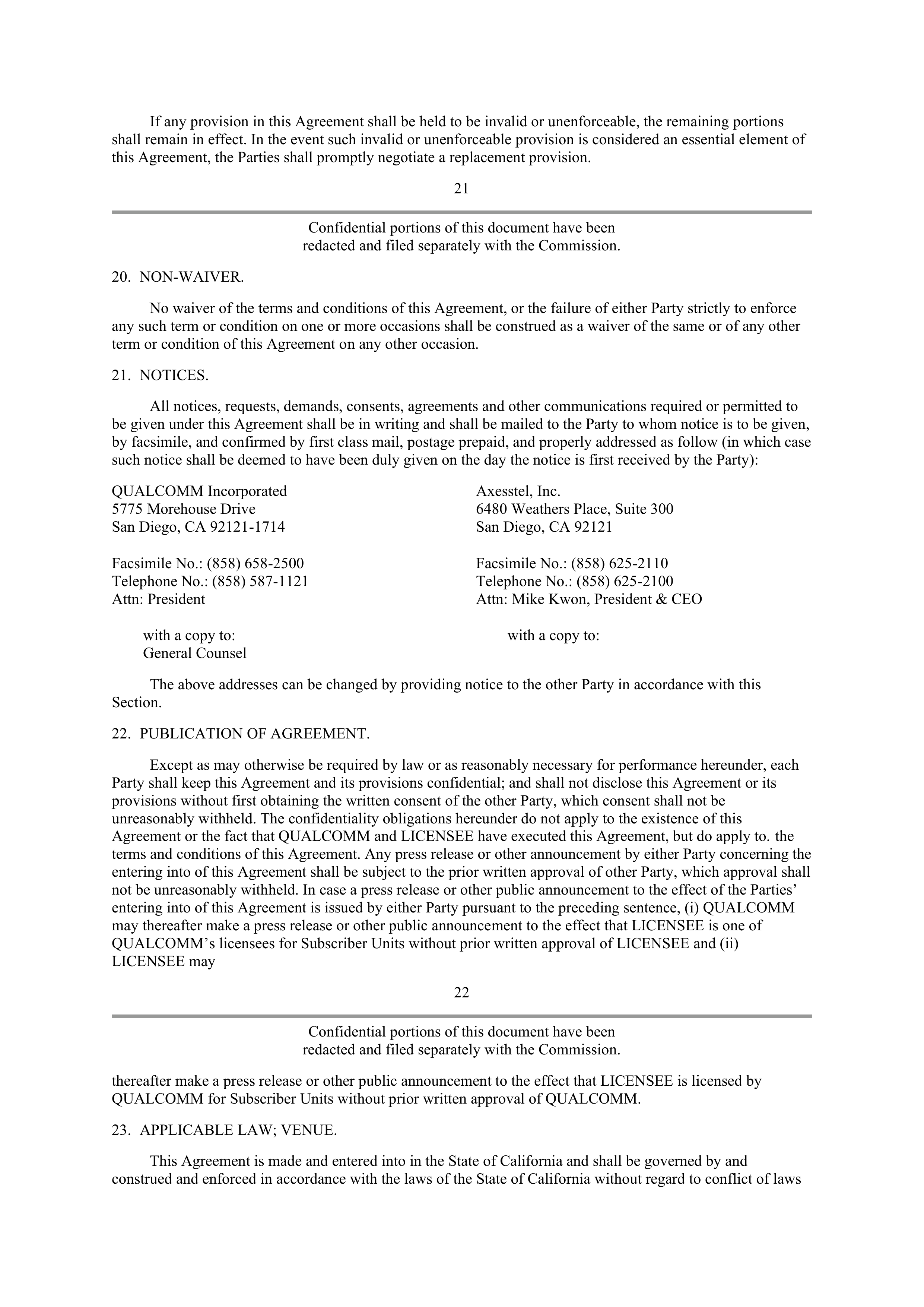 Qualcomm Subscriber Unit License Agreement — page 17