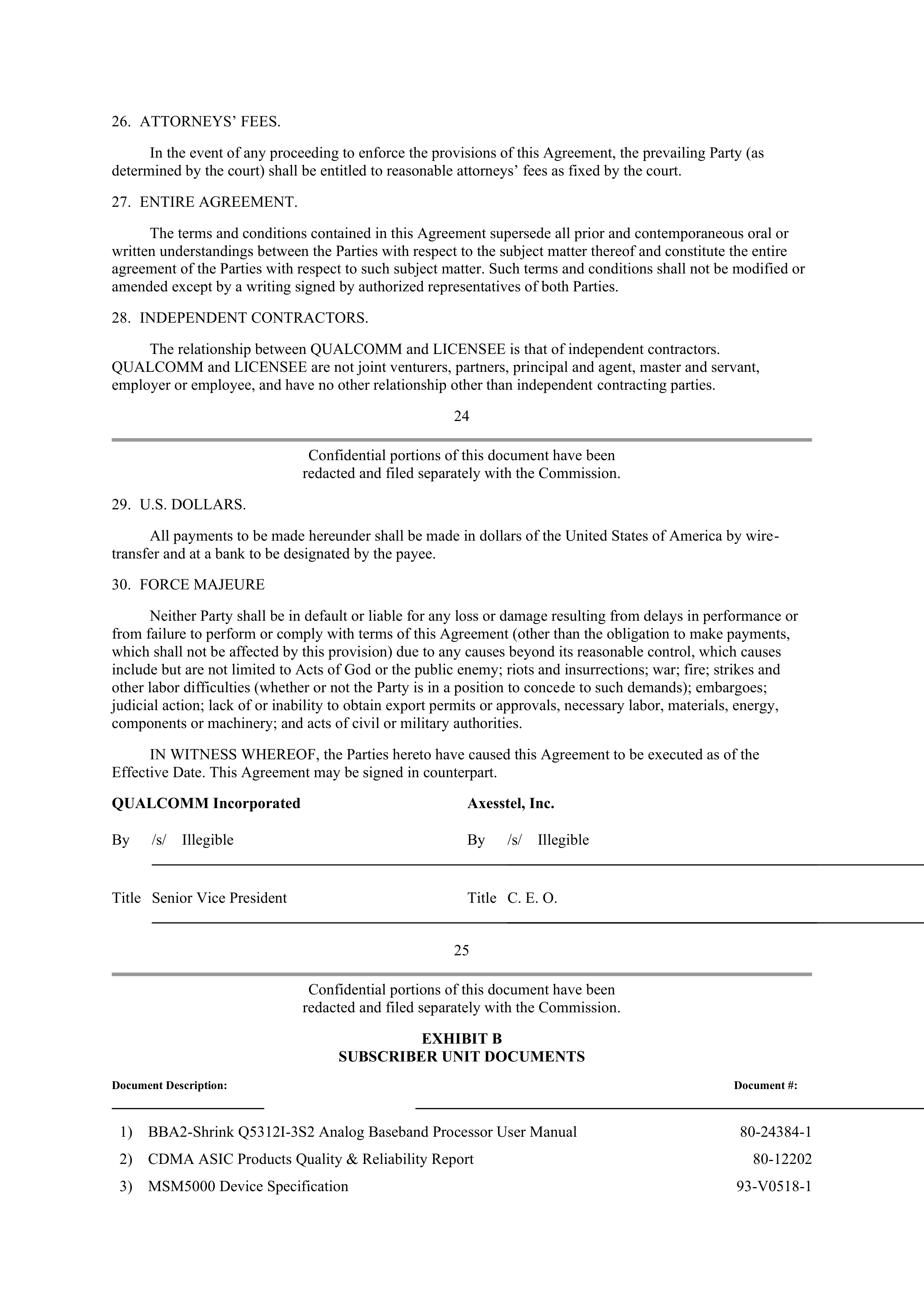 Qualcomm Subscriber Unit License Agreement — page 19