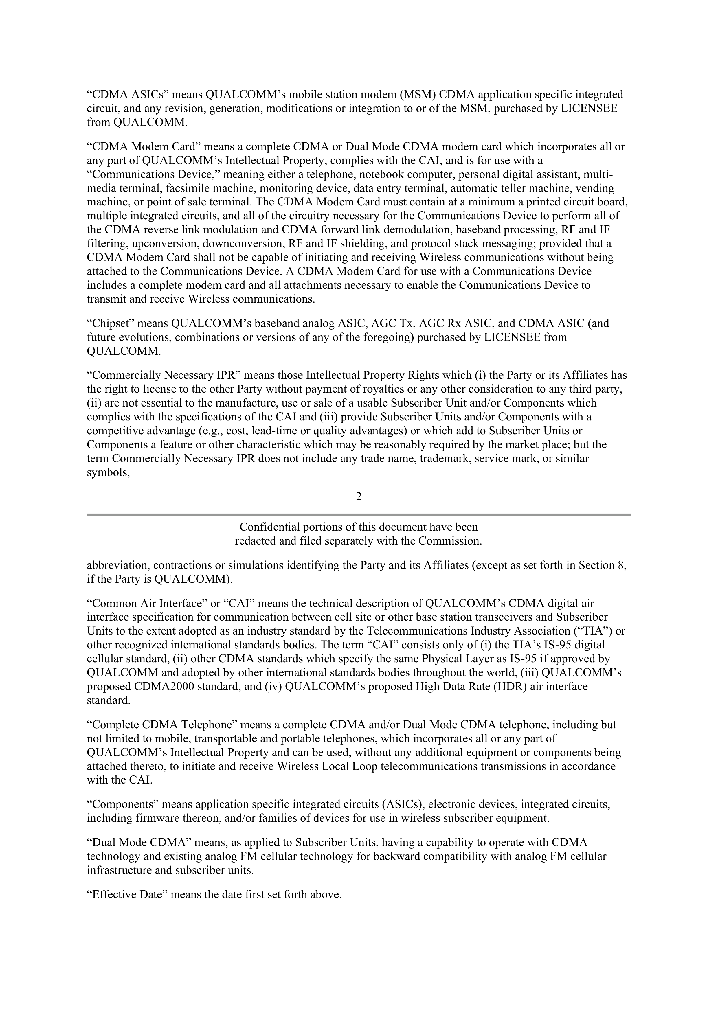 Qualcomm Subscriber Unit License Agreement — page 2