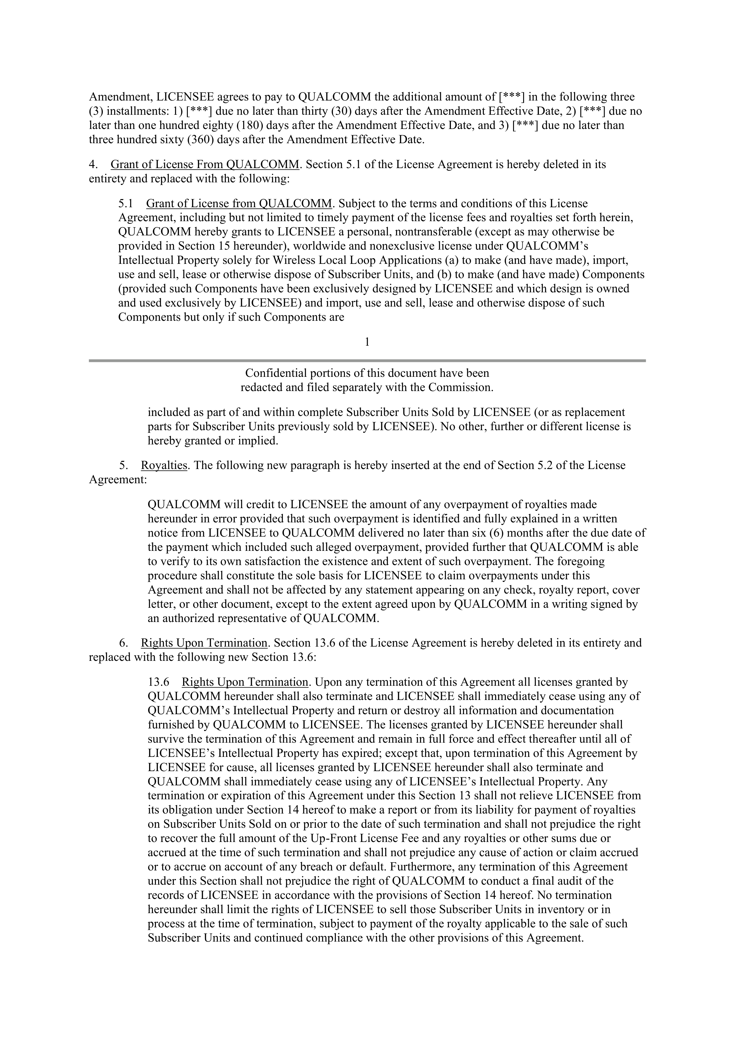 Qualcomm Subscriber Unit License Agreement — page 22