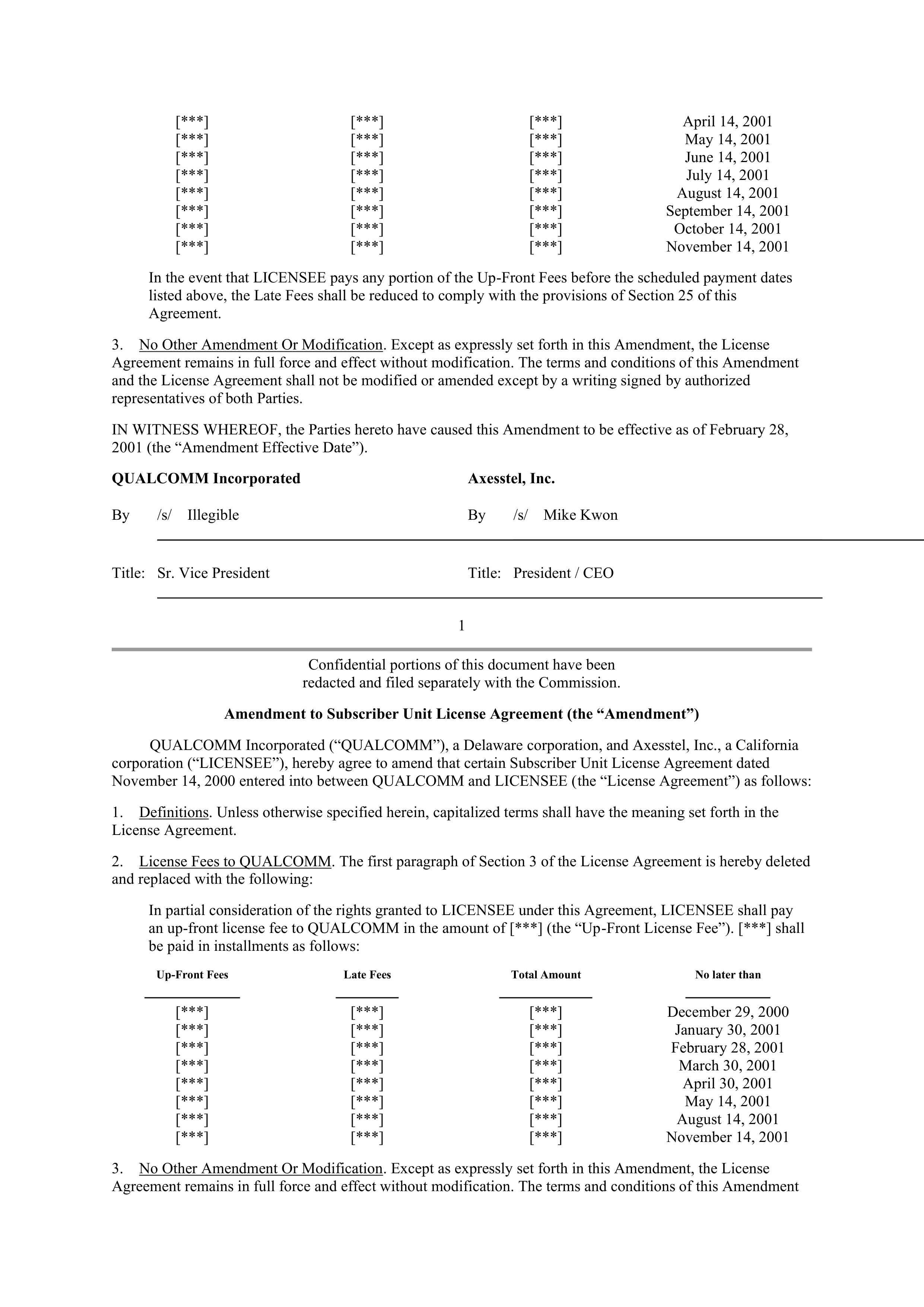 Qualcomm Subscriber Unit License Agreement — page 26