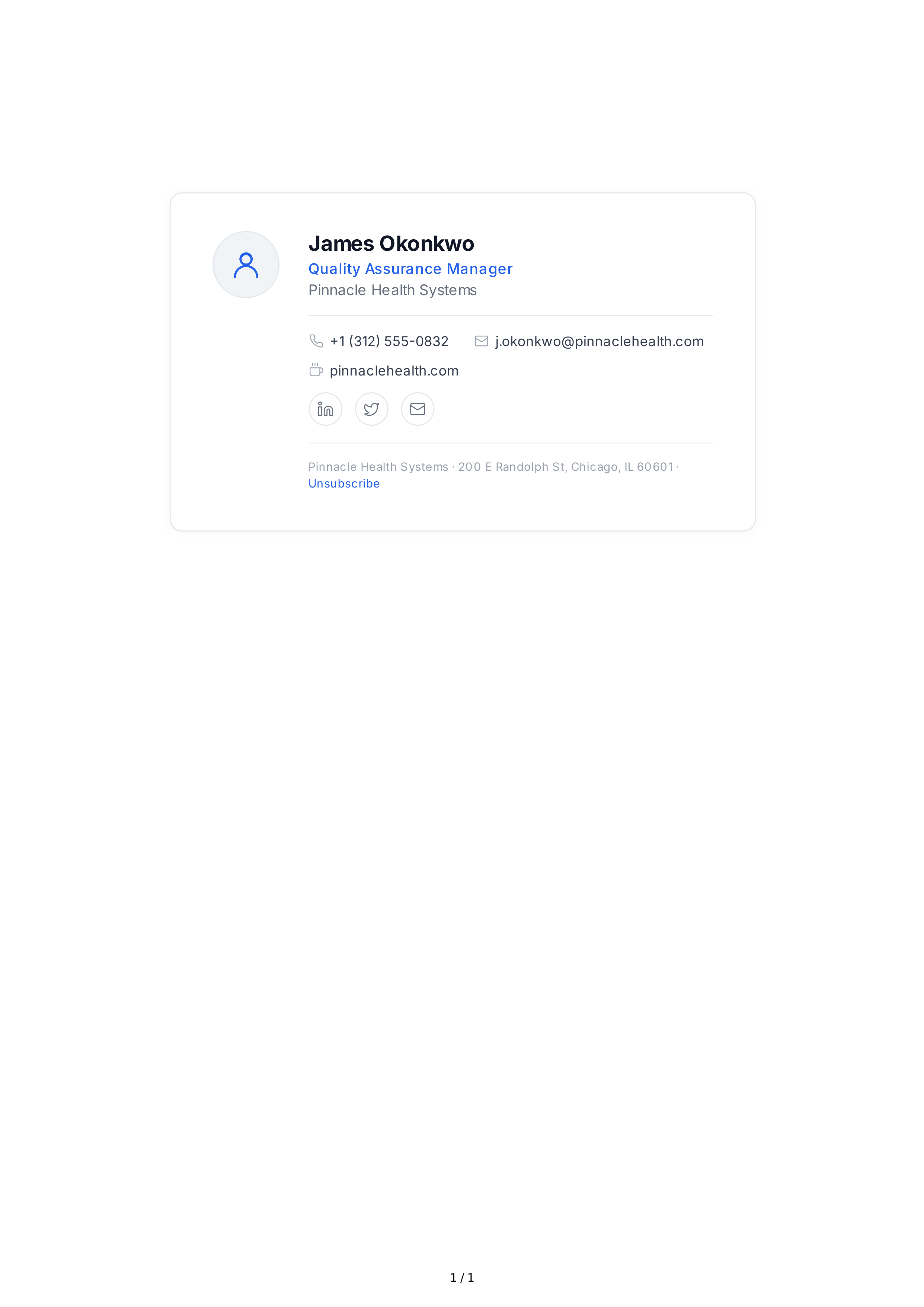 Quality Assurance Manager Email Signature — page 1