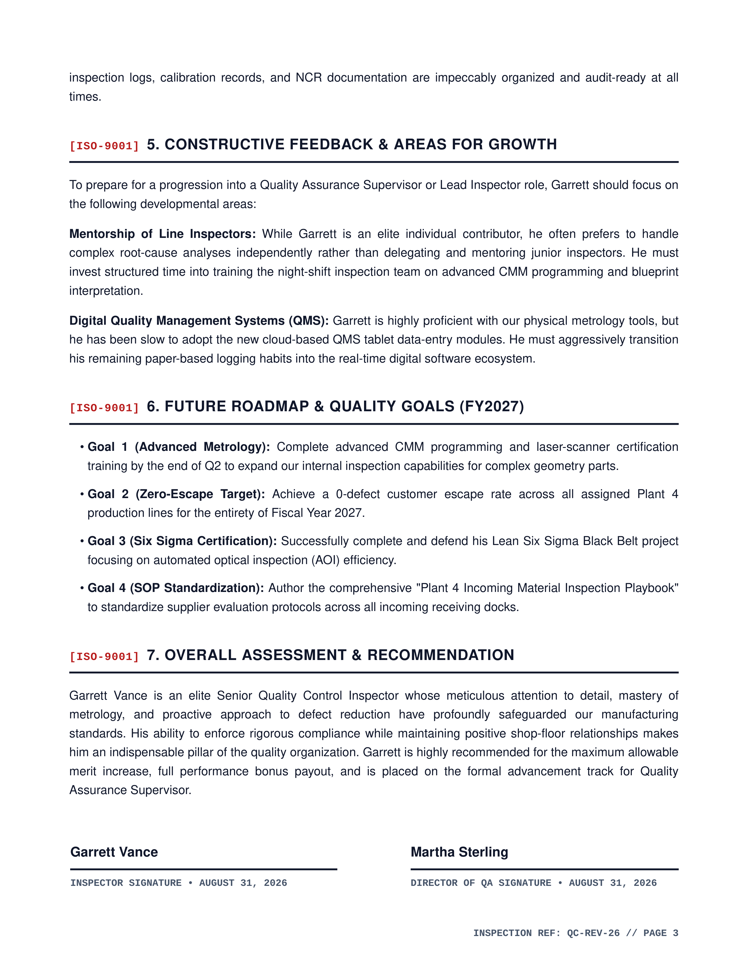 Quality Control Inspector Performance Review — page 3