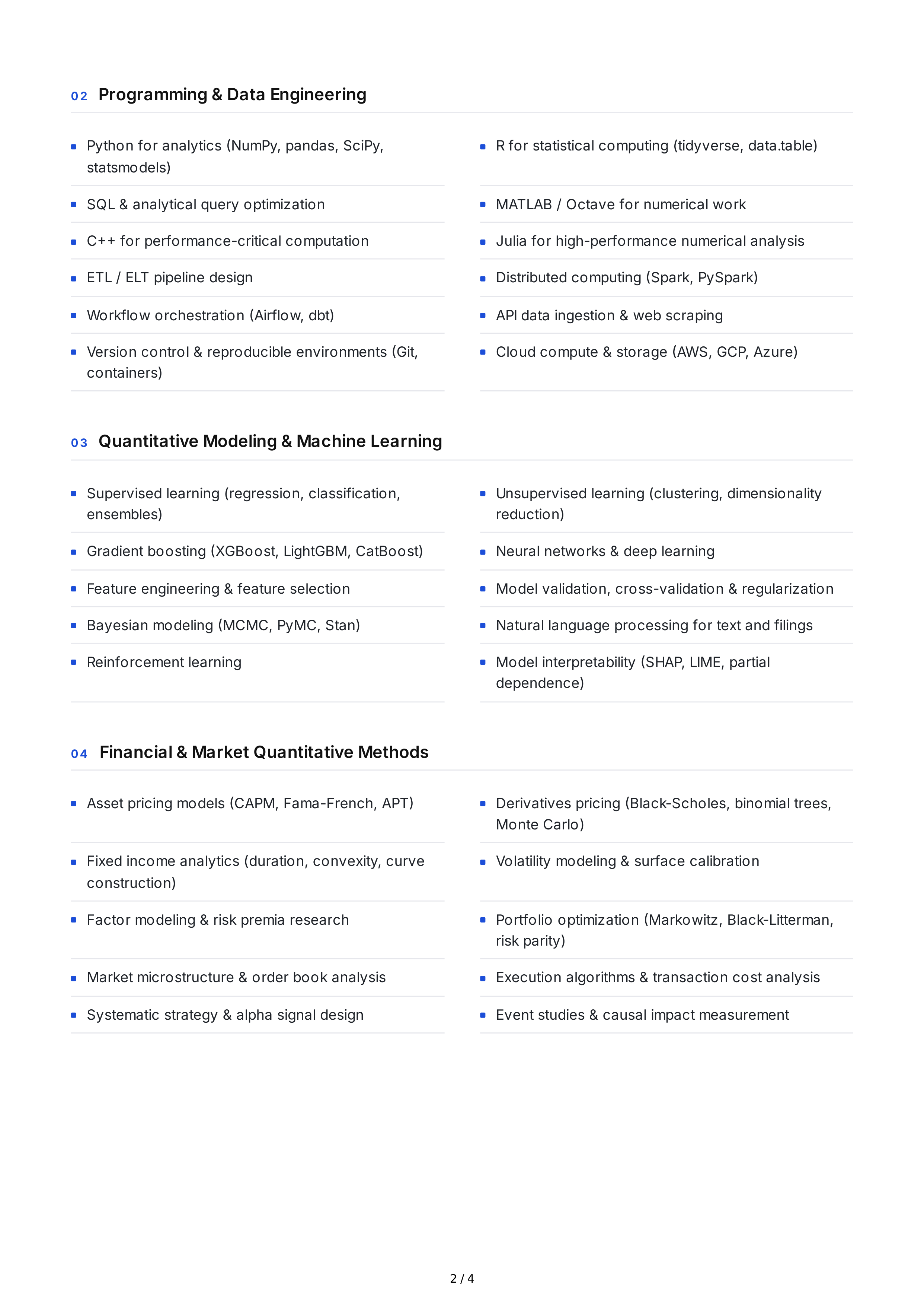Quantitative Analysis Hard Skills — page 2