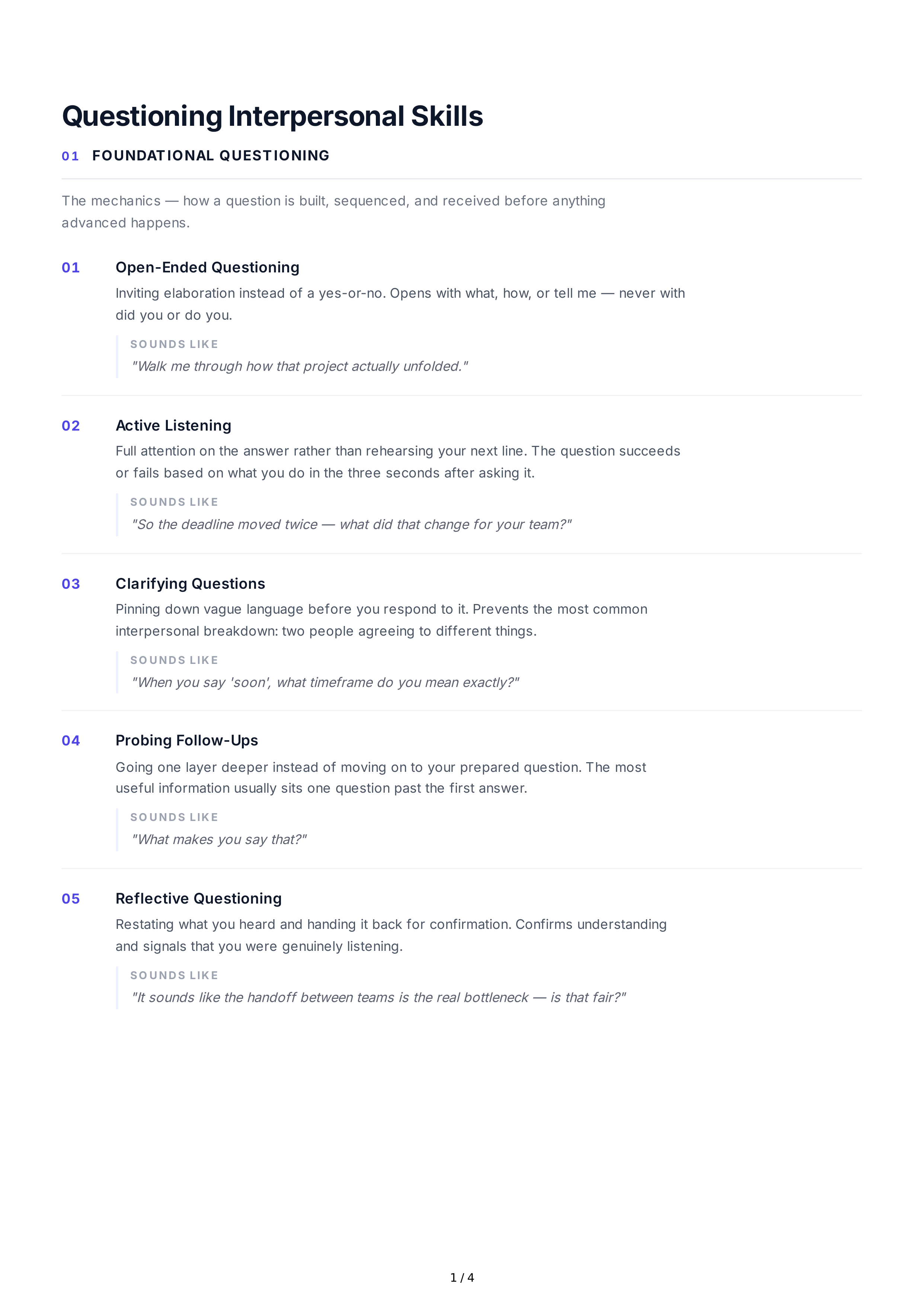 Questioning Interpersonal Skills — page 1