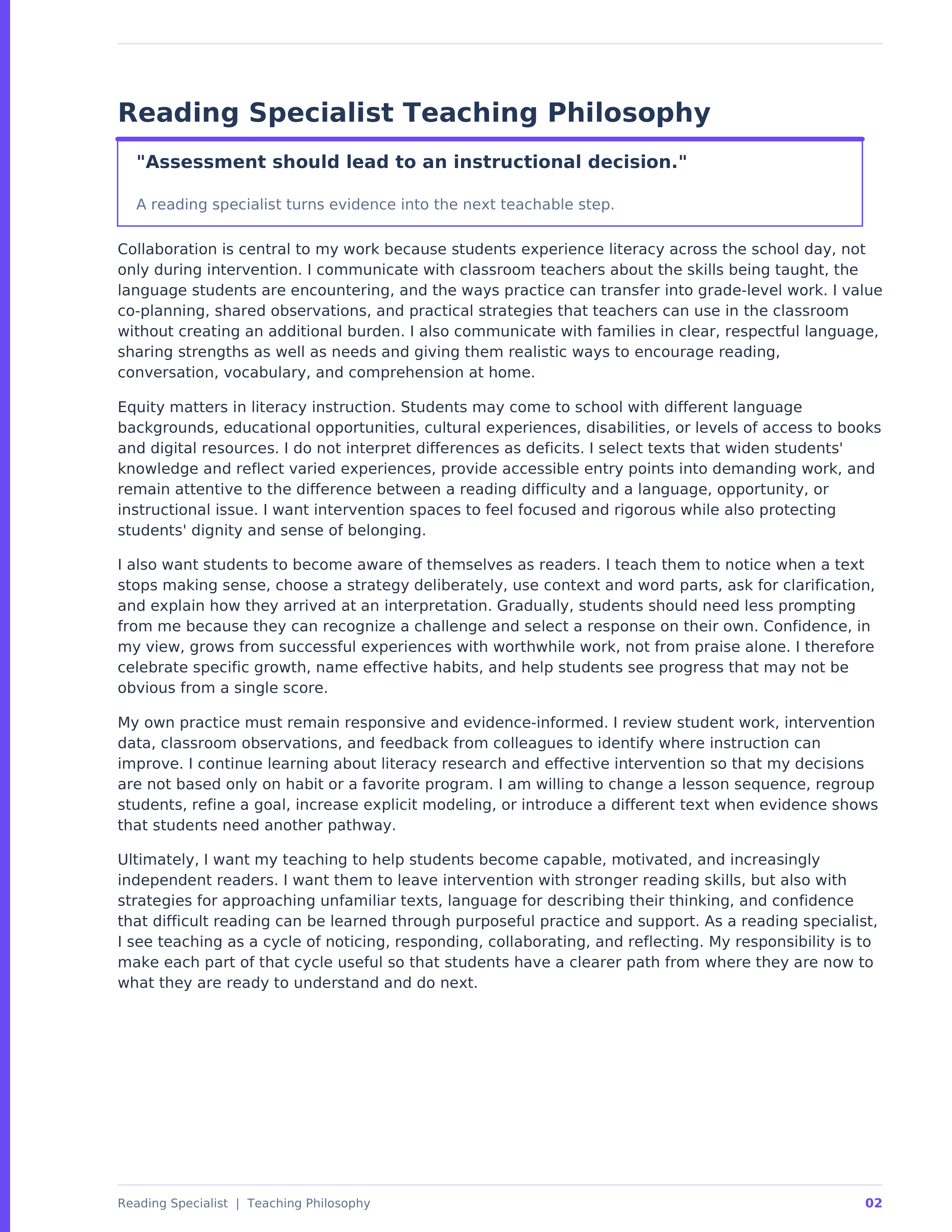 Reading Specialist Teaching Philosophy — page 2