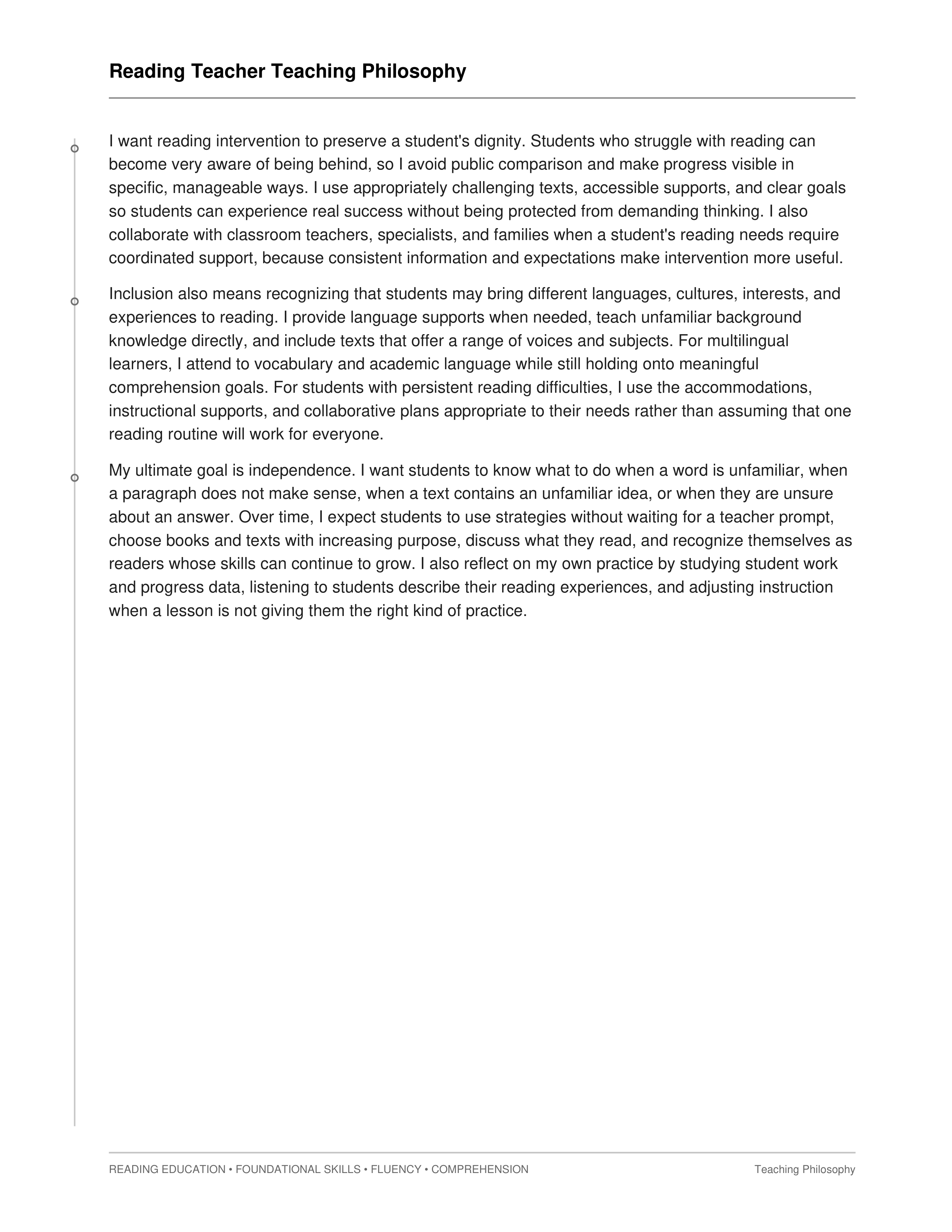 Reading Teacher Teaching Philosophy — page 2