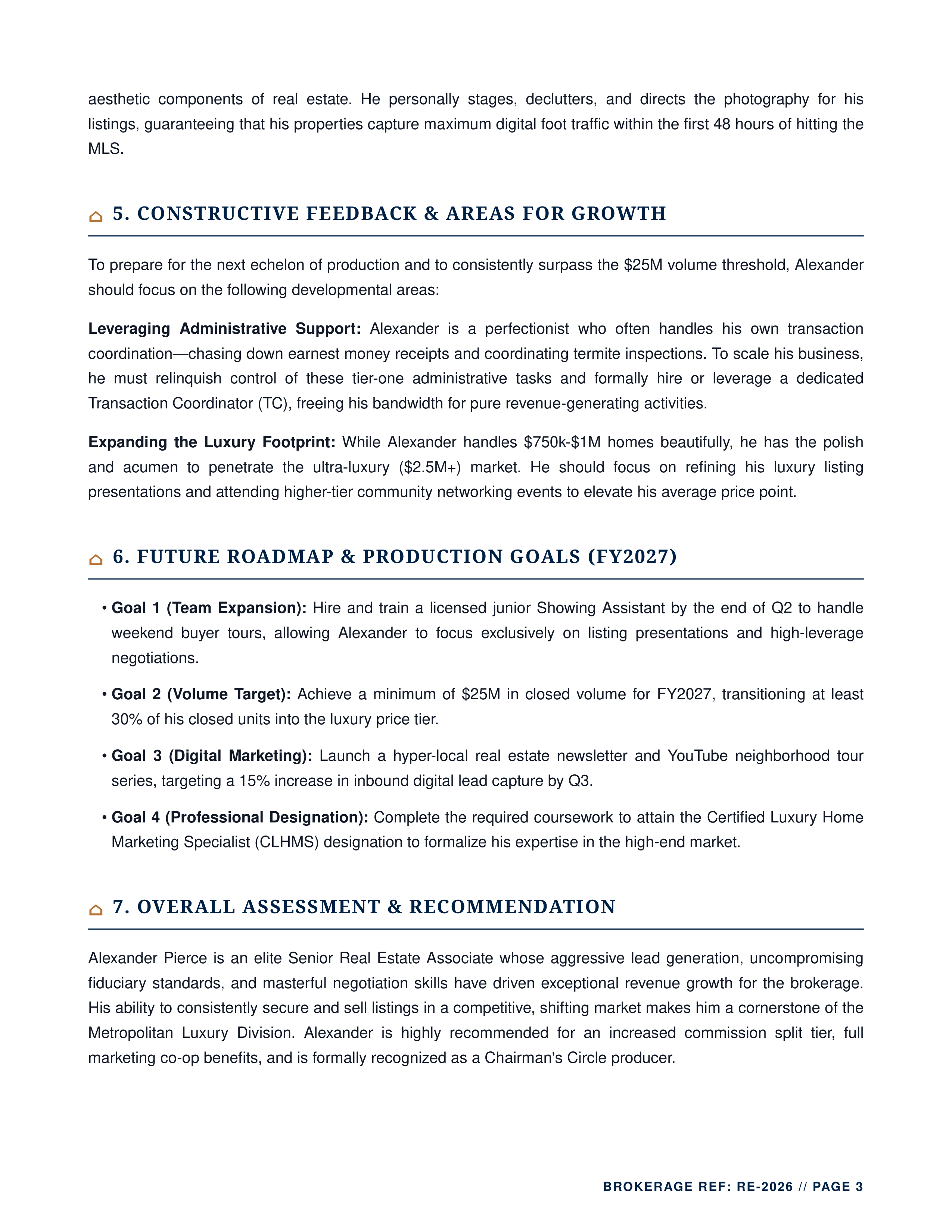 Real Estate Agent Performance Review — page 3