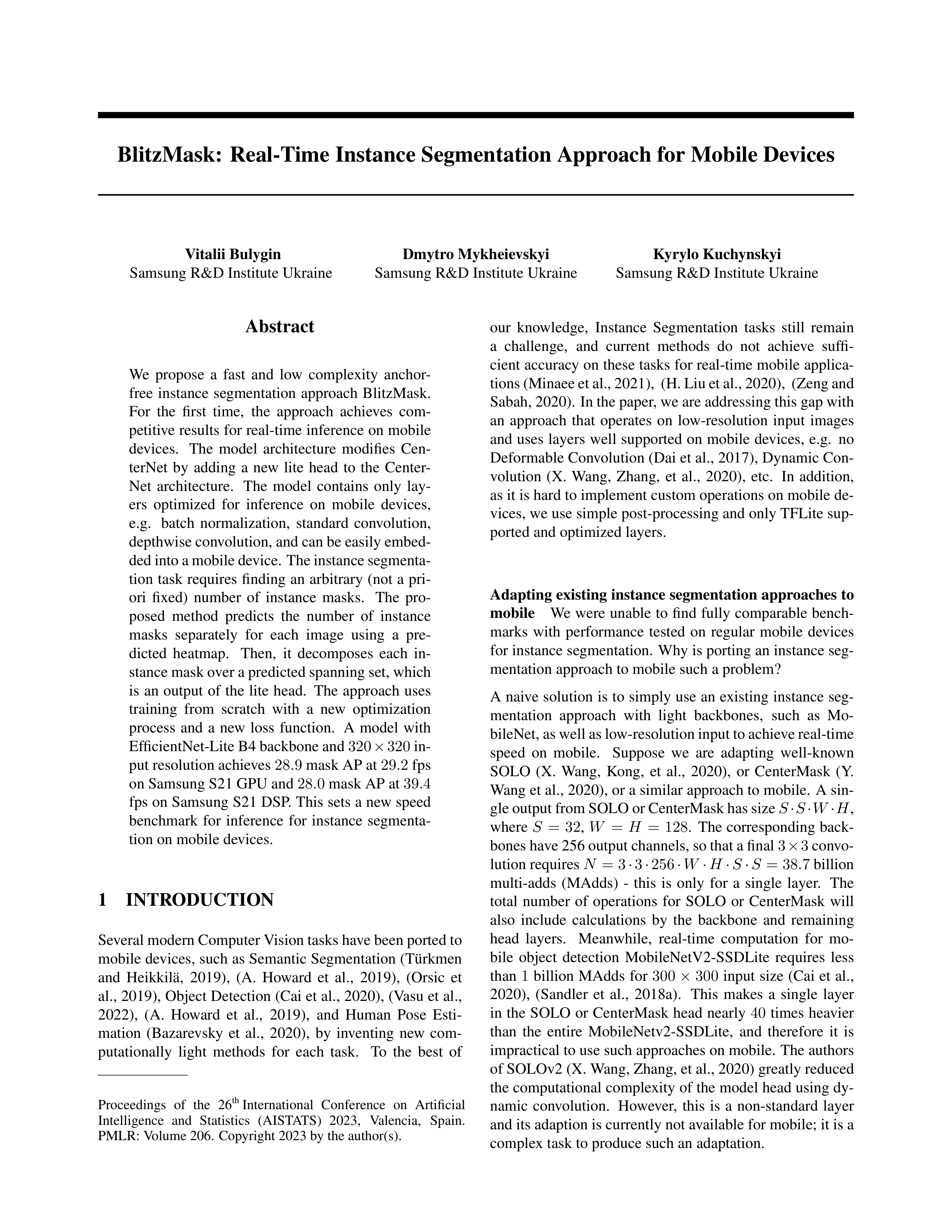 Real-Time Instance Segmentation Research Paper by Samsung — page 1