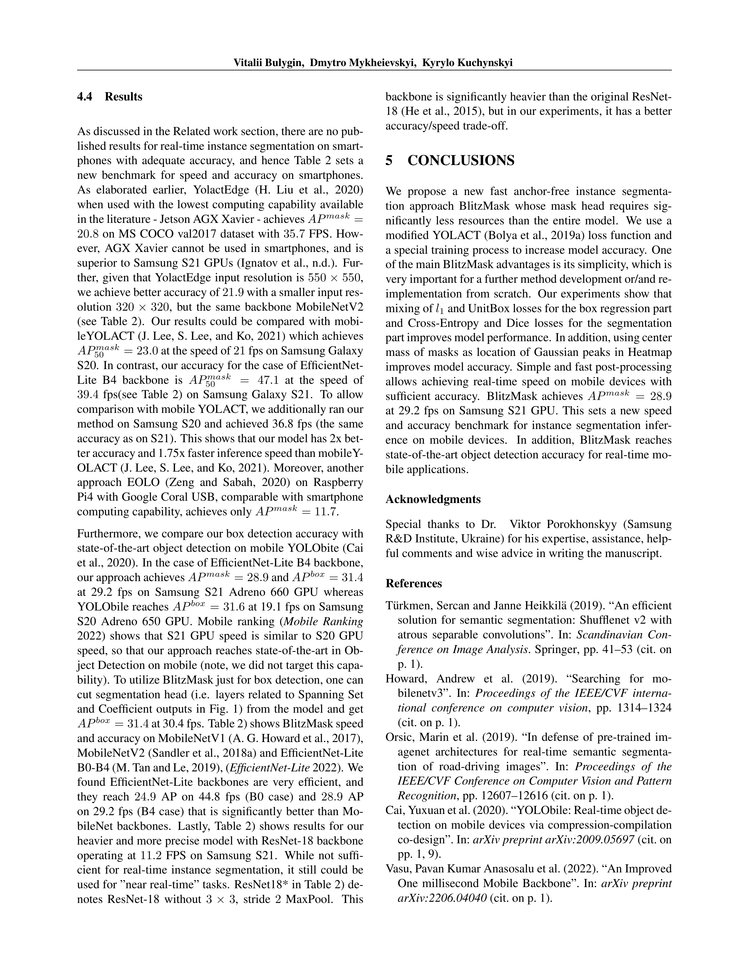 Real-Time Instance Segmentation Research Paper by Samsung — page 9