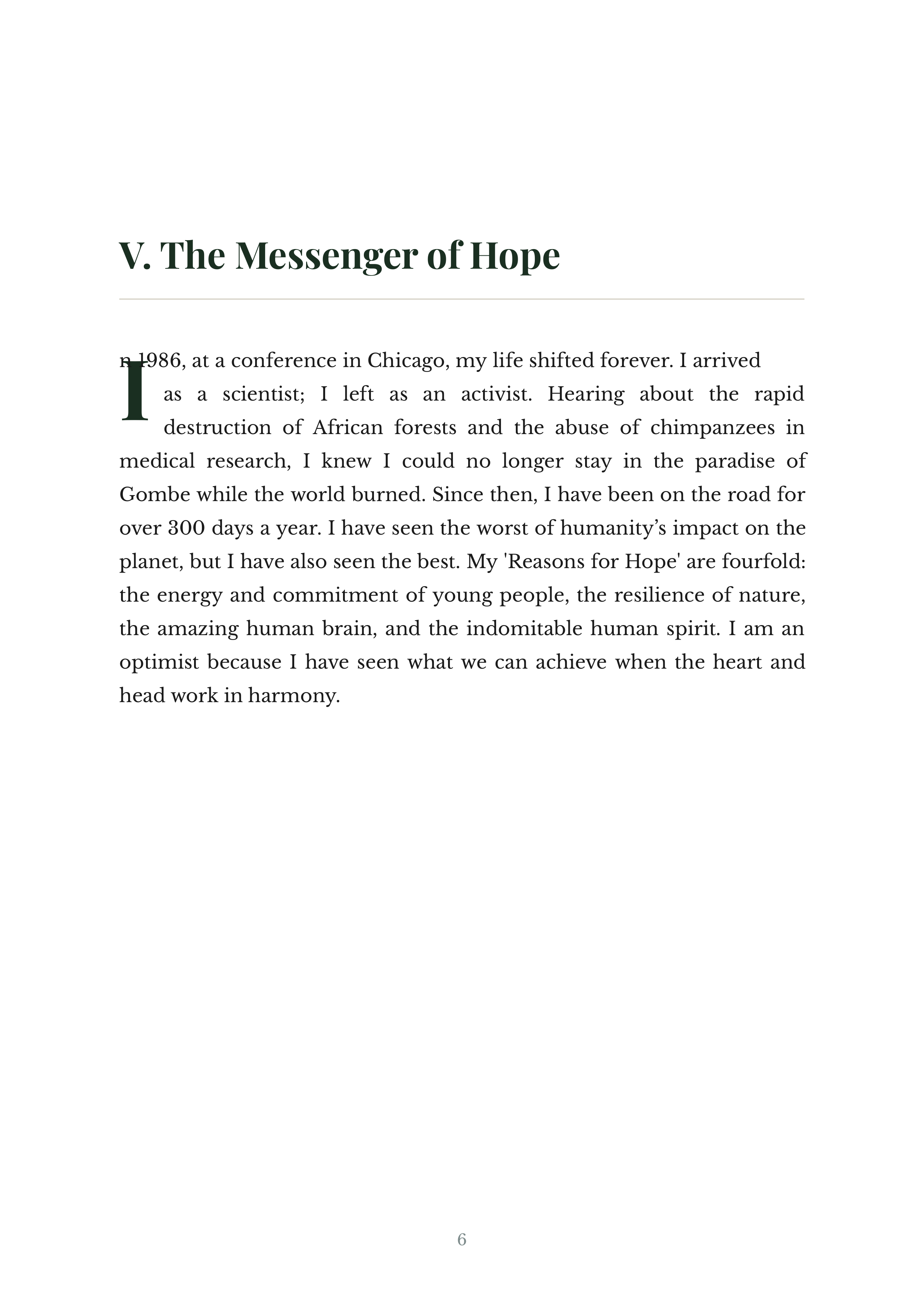 Reason for Hope by Jane Goodall Primatologist and Conservationist Autobiography — page 6